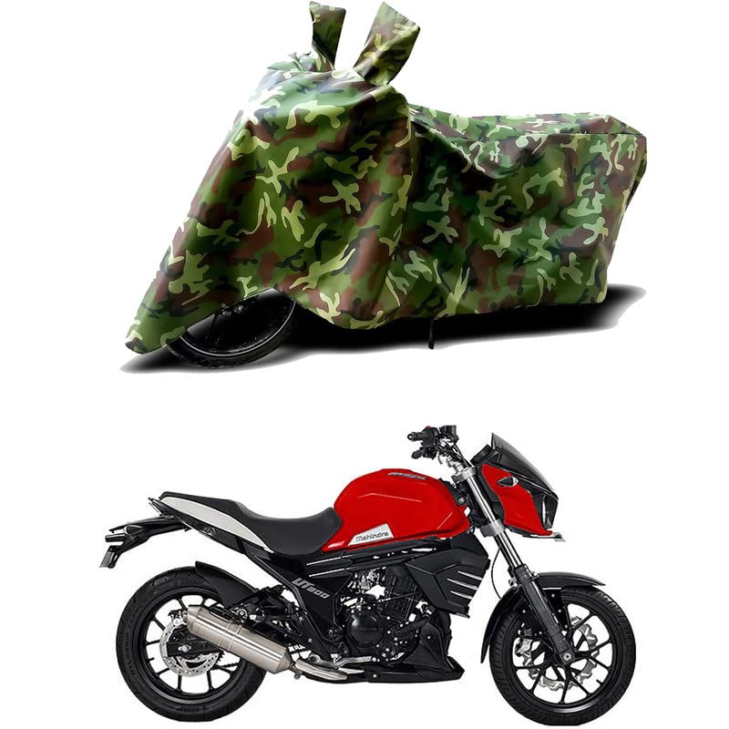 Image of 100% Water Resistant Bike Scooty Two Wheeler Body Cover Compatible for Mahindra Mojo UT 300 /UV-Rays /Heat Protection /Birds Dropping /Scratchproof /Dust Proof /Waterproof /All Varient[Green MJ]