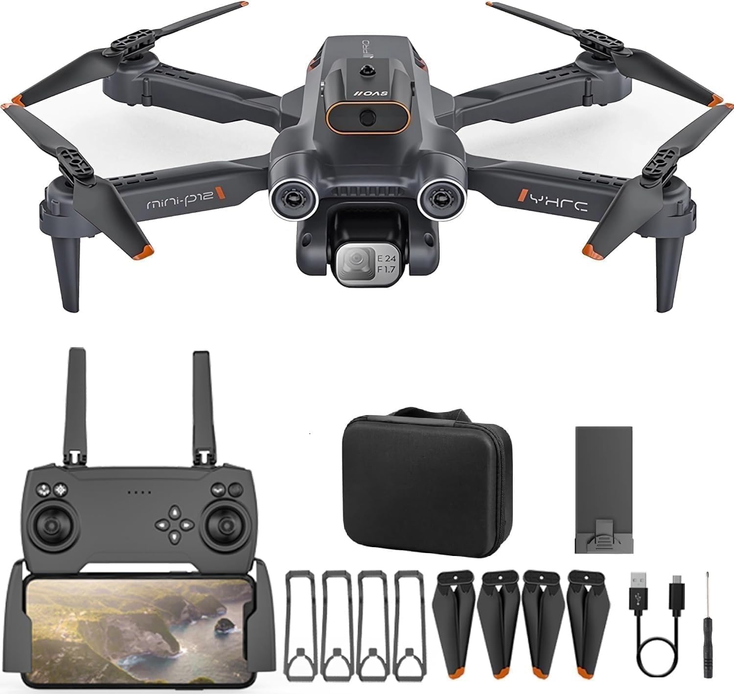 EMOCCI PRO Drone with 4k Camera Foldable 1080P HD Drone with FPV Live Video, Gestures Selfie, Altitude Hold, One Key Take Off/Landing, 3D Flips, Headless Mode Multicolor.(E88)