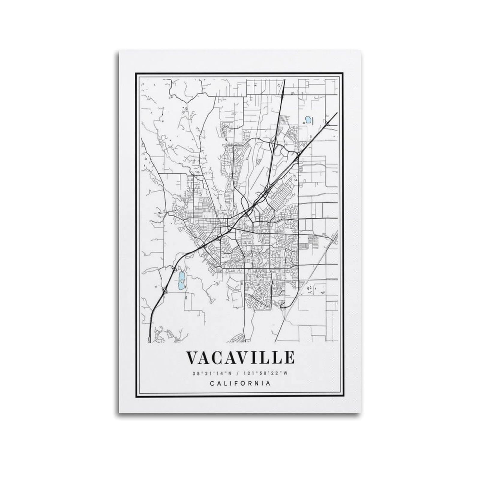 xiaoxiaoshen Vacaville California Map Canvas Poster Wall Art Prints Room Aesthetic Murals Bedroom And Living Decorations 20x30inch(50x75cm)