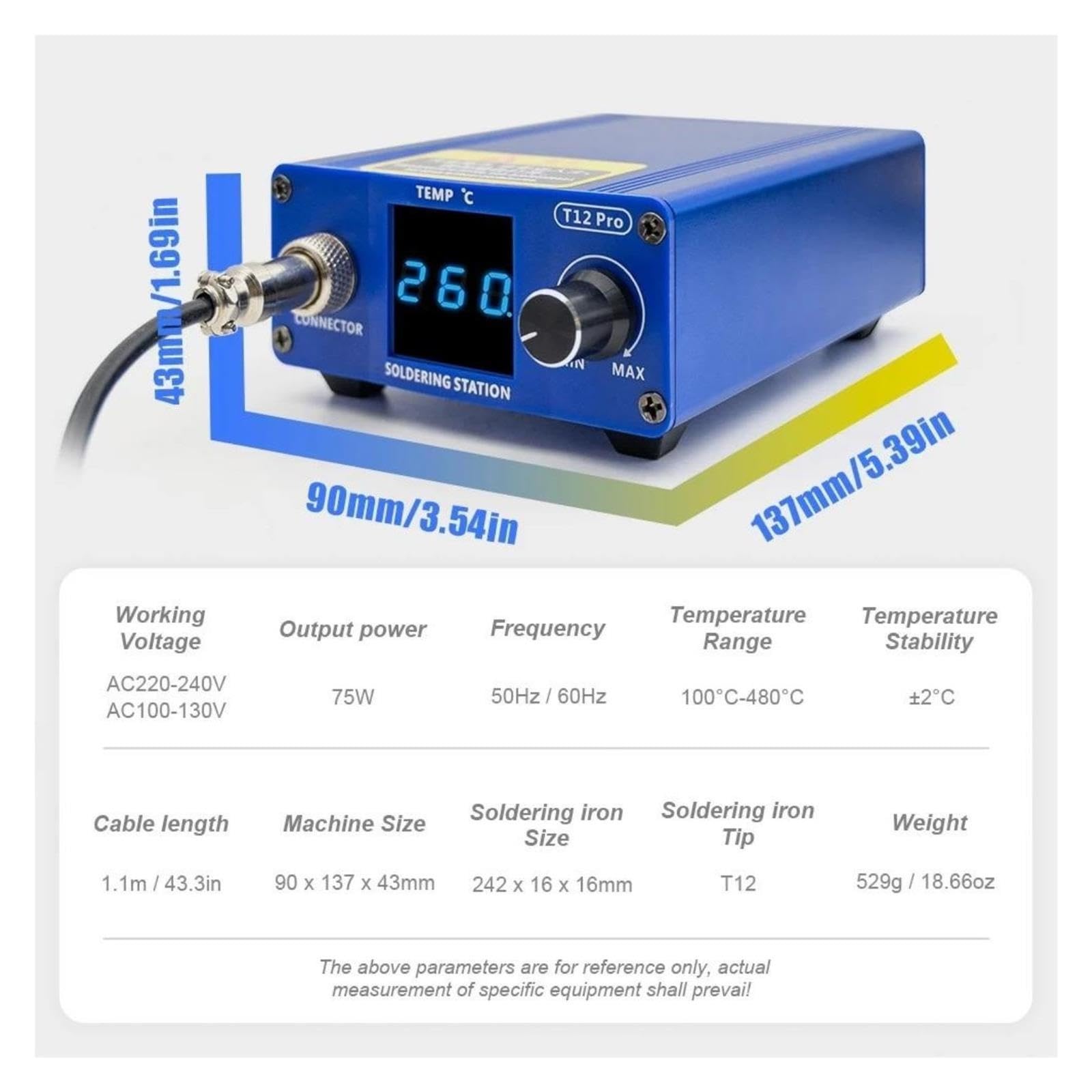 Stazione di Saldatura, Kit stazione di saldatura digitale T12 Pro 75W, strumento a riscaldamento rapido con punta, 1 confezione