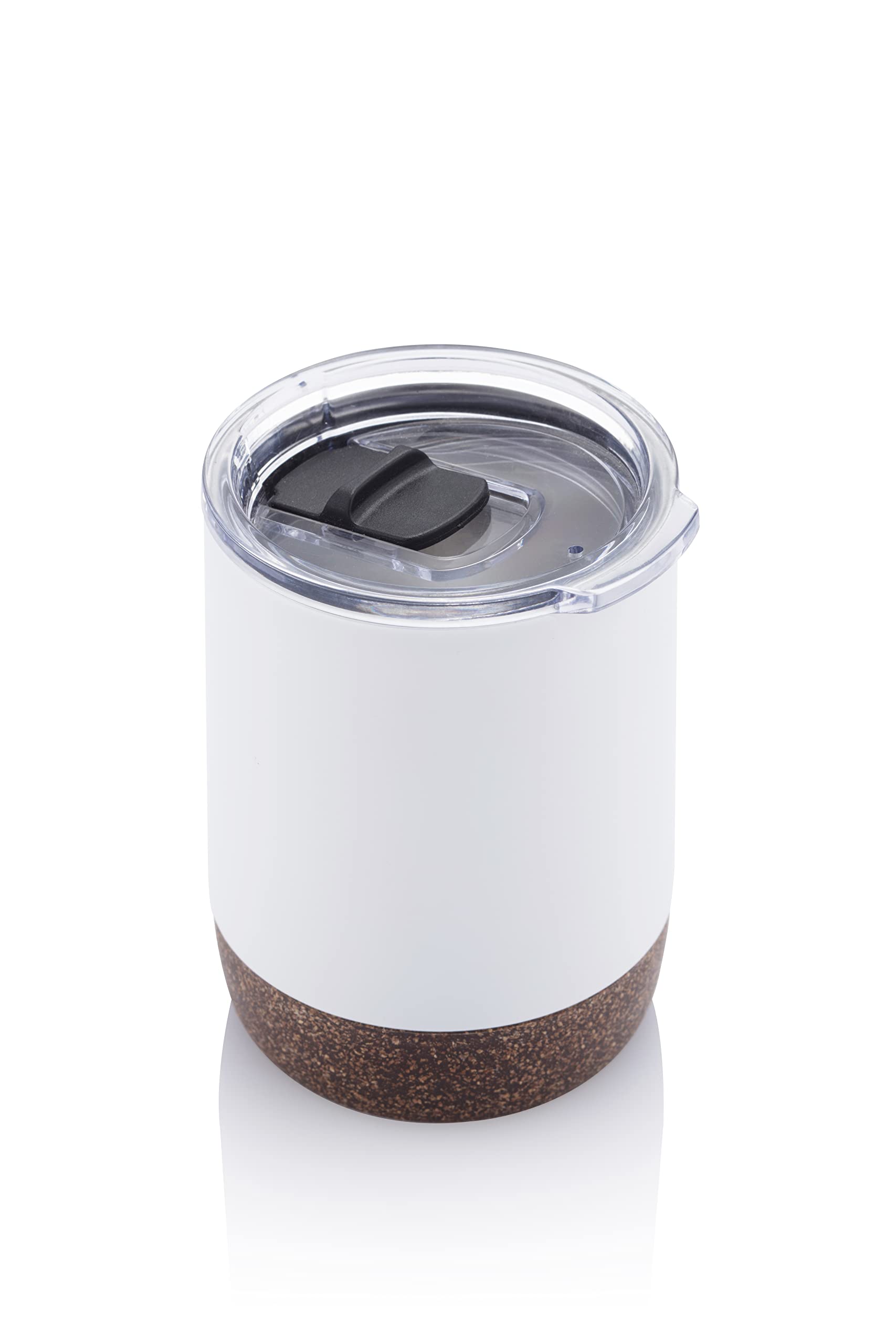 Hans Larsen Vacuum Insulated Coffee Mug, Keep Hot for 5 Hours & Cold for 15 Hours, Stainless Steel Cork Base With Screw On Lid Leakproof Travel Coffee Mug - 180ml (White)