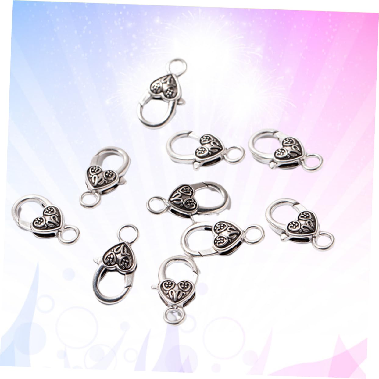 TEHAUX 120stücke Antike Silber Legierung Schnallen Herzförmige Verschlüsse Für Schmuckherstellung Für Und Armbänder Langlebig Und Glänzend Zubehör