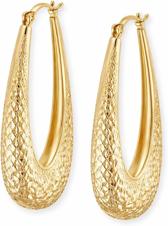 Italian 14K Solid Gold Hoop Earrings for Women - Real 14K Gold Hoop Earrings for Women Jewelry Anniversary Birthday Gifts for Her (30MM)