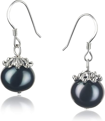 Connor - Par de pendientes de plata de ley 925 de agua dulce de calidad de 0.315-0.354 in para mujer