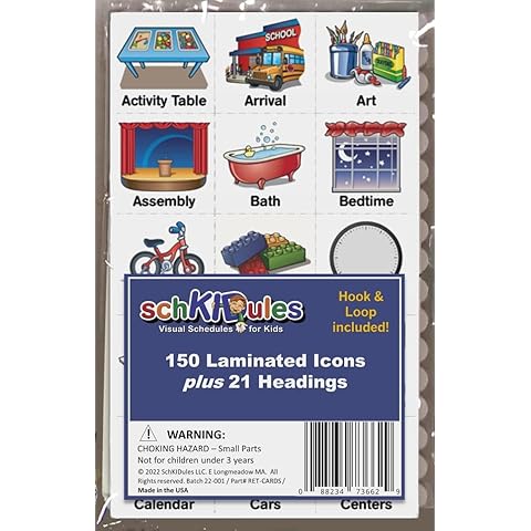 Personal Sized Laminated Activity Cards for Autism, ADHD, Communication Aid and Behavioral Supports: Velcro Hook and Loop Included to Build an Individual Visual Schedule on Any Surface Cover