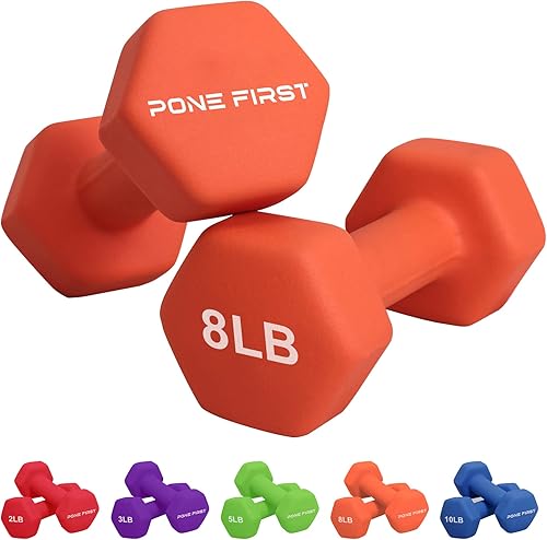 PONE FIRST Pares de mancuernas de neopreno, ejercicio y fitness para equipo de gimnasio en casa y juegos de mancuernas ajustables, antideslizantes,