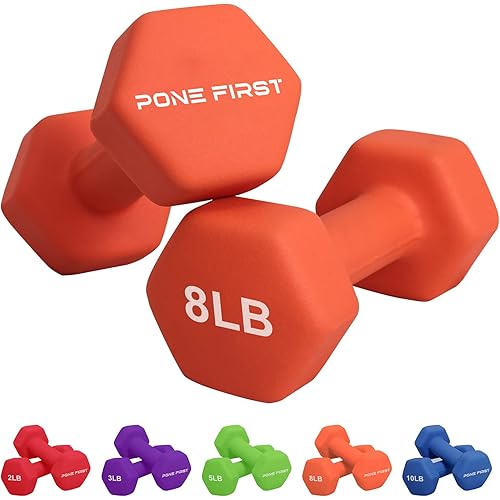 Dumbbell Hand Weight Pairs – Neoprene Dumbbell Exercise & Fitness For Home Gym Equipment and Adjustable Dumbbell Sets–Non-Slip, Color Coded Hex Shaped Free Weights For Women,Men 2LB 3LB 5LB 8LB 10LB Pounds