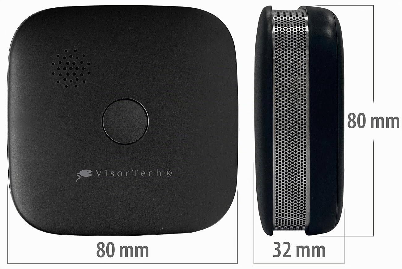 VisorTech 5er-Set kompakte WLAN-Design-Rauchwarnmelder mit weltweiter App, schw.