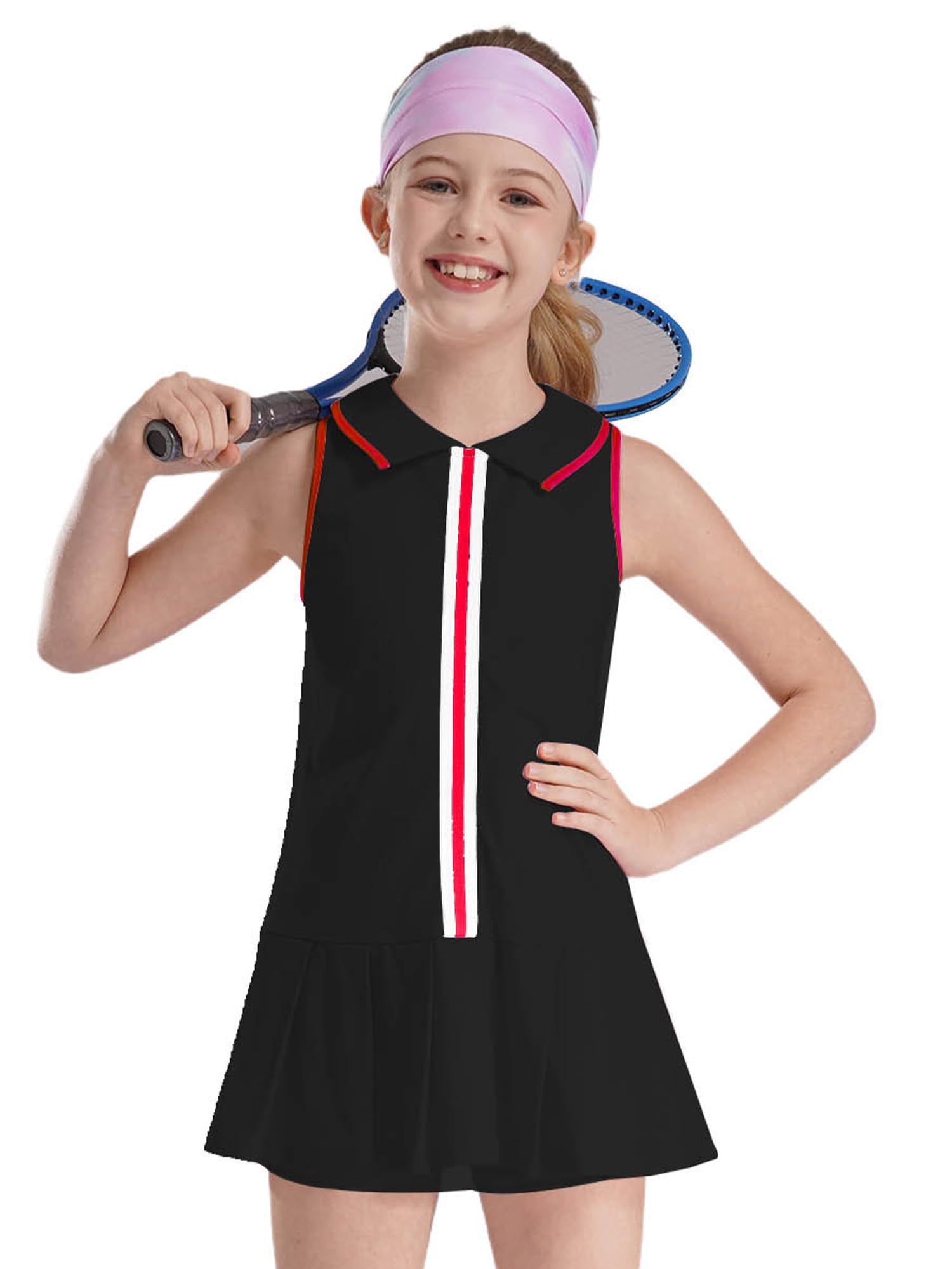 Vestido de tenis para niña, sin mangas, para niños, ropa deportiva de baile, ropa deportiva de verano, bádminton, correr, entrenamiento, ropa de entrenamiento
