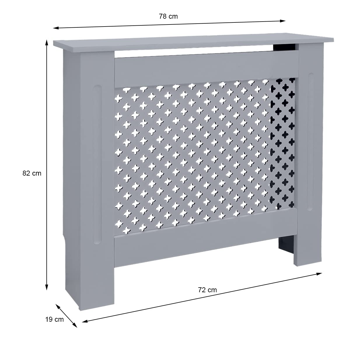 ECD Germany Oslona grzejnika z wzorem plastra miodu 78x19x82 cm Szara wykonana z MDF lakierowanego do sypialni, salonu, oslona grzejnika Oslona grzejnika Grzejnik grzewczy