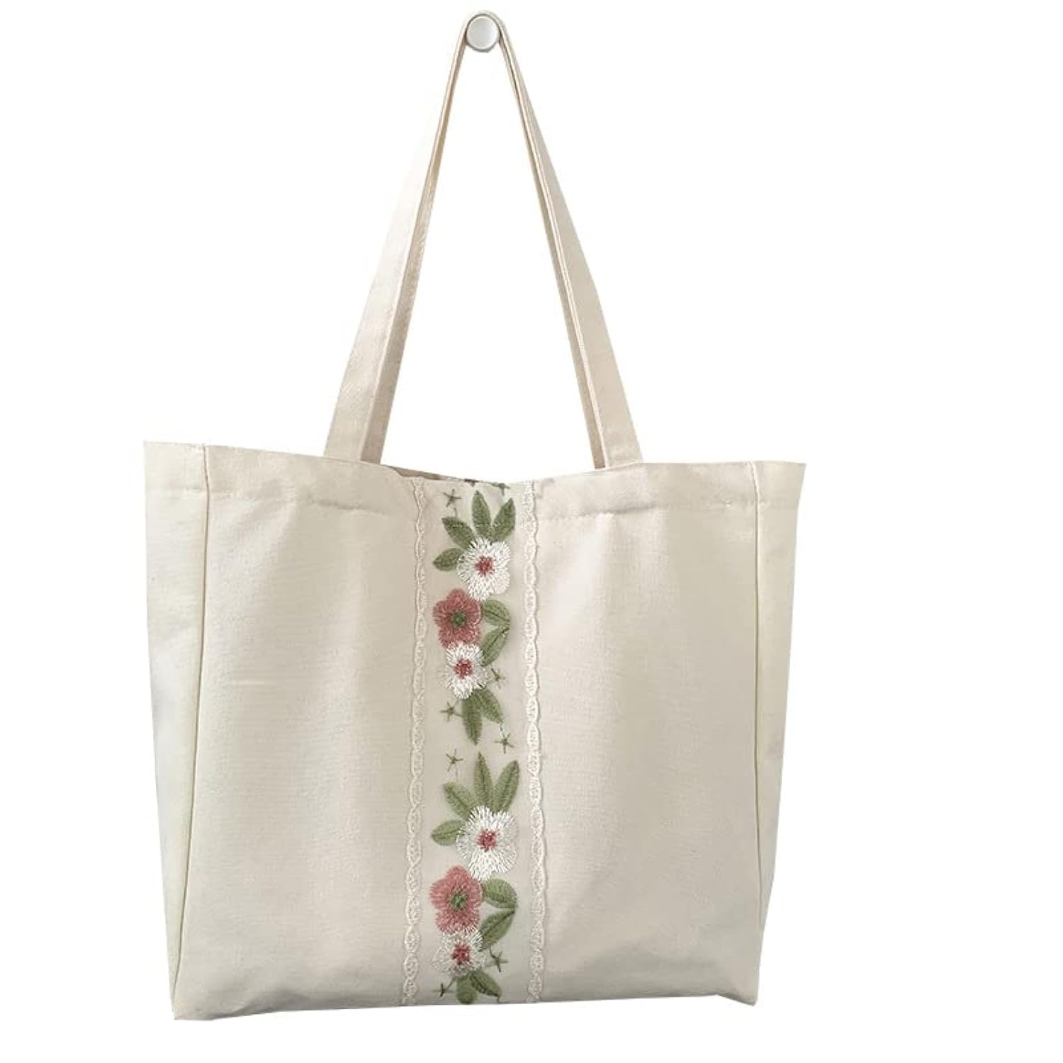 Floral Canvas Tote Bag for Women Vintage Handbag Shoulder Bag for Travel Grocery Shopping Work