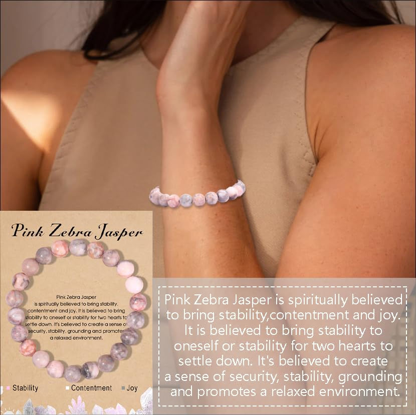 12PCS Crystal Stone Bracelets for Women Men Semi-Precious Gemstone Bracelets 8mm Round Beads Stretch Beaded Bracelet Jewelry Gifts2