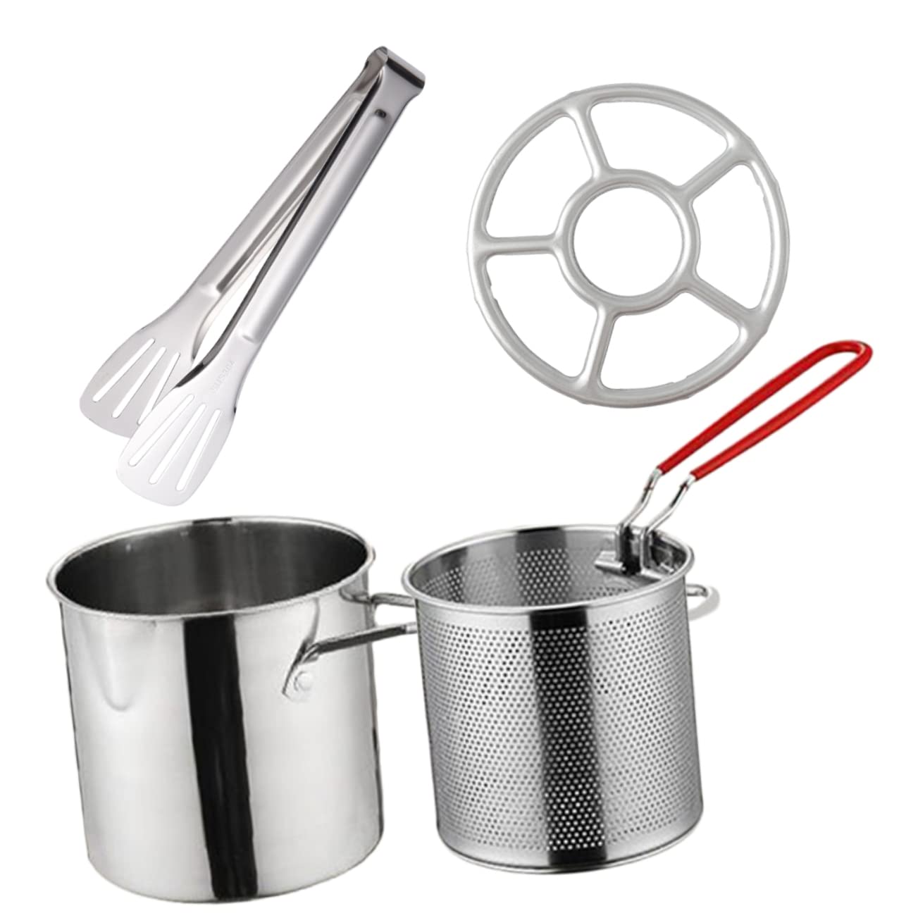 Happyyami Deep Fryer Pot Stainless Steel Frying Tools Kit Fine Mesh Basket Mini Fryer Pan Basket for Chips