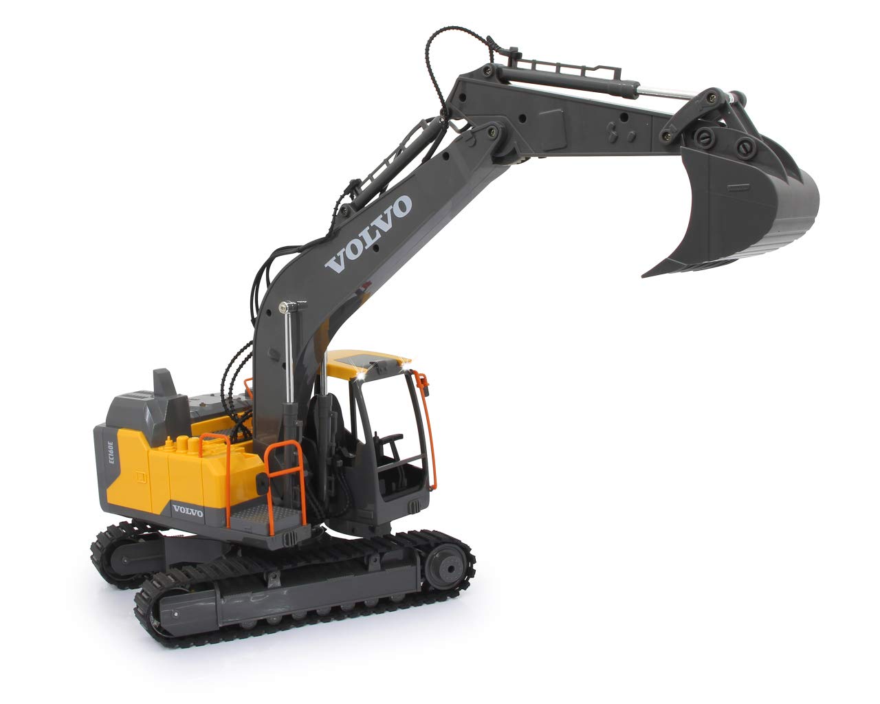 JAMARA 405055 - Excavadora Volvo EC160E 2,4 GHz - Funciones realistas, Cada articulación controlable Individualmente, Sonidos realistas, rotación de Torre de 660°, Modo de Espera automático, Amarillo