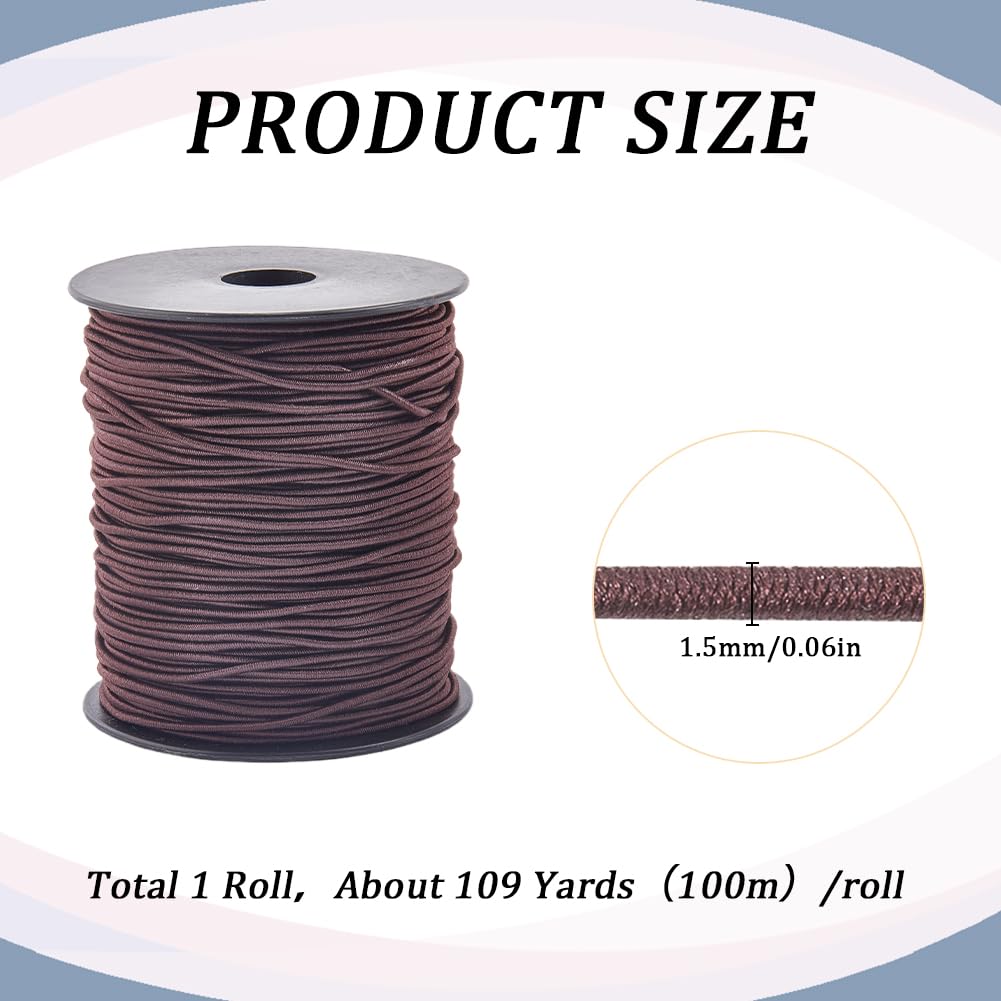 SUNNYCLUE 1 Roll 109 Yards/100M Jewellery Bead String Polyester Elastic Cord 1.5mm Coconut Brown Beading Sewing Cords with Spool Stretchy Jewellery Thread for Bracelet Necklaces Jewellery Making Craft - Image 2