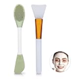 LuckyOpt Silicone Face Mask Brush, 2Pcs Reusable Facial Brushes Applicator for Applying Skin Care Products, Face Care Makeup Skincare Supplies Tool for Face Mask Eye Mask Body Lotion (Green+White)