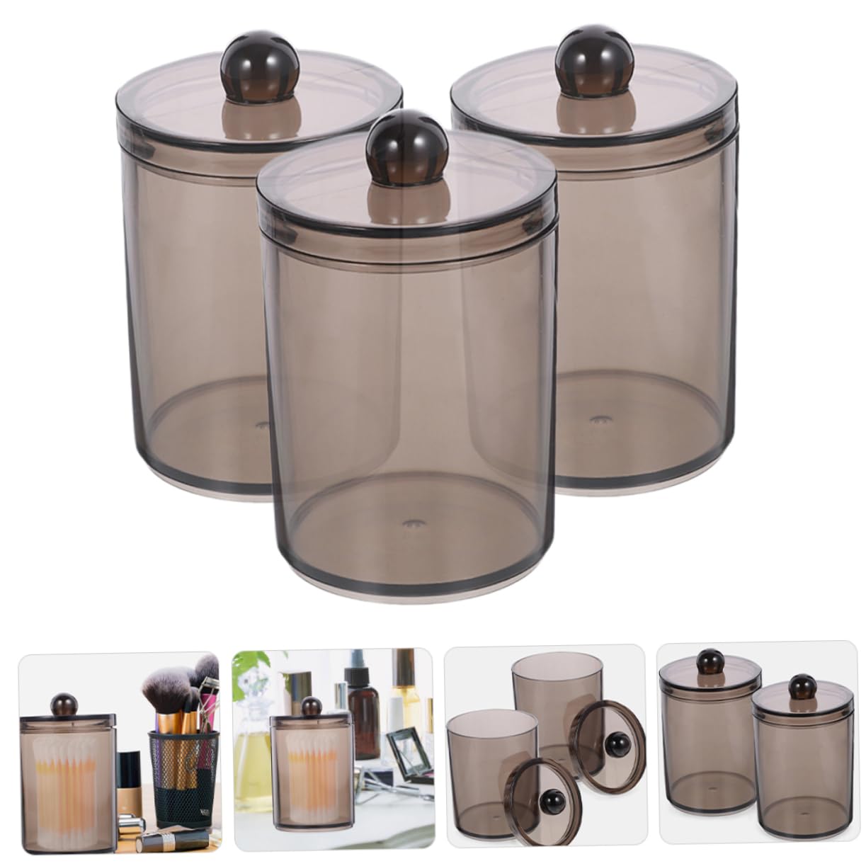 IMIKEYA 9stücke Baumwollstäbchen Aufbewahrung Eleganter Transparent-schwarzer Organizer Für Bad Und Kosmetik Für Wattepads Zahnseide Und Make-up Zubehör Platzsparend Und Praktisch