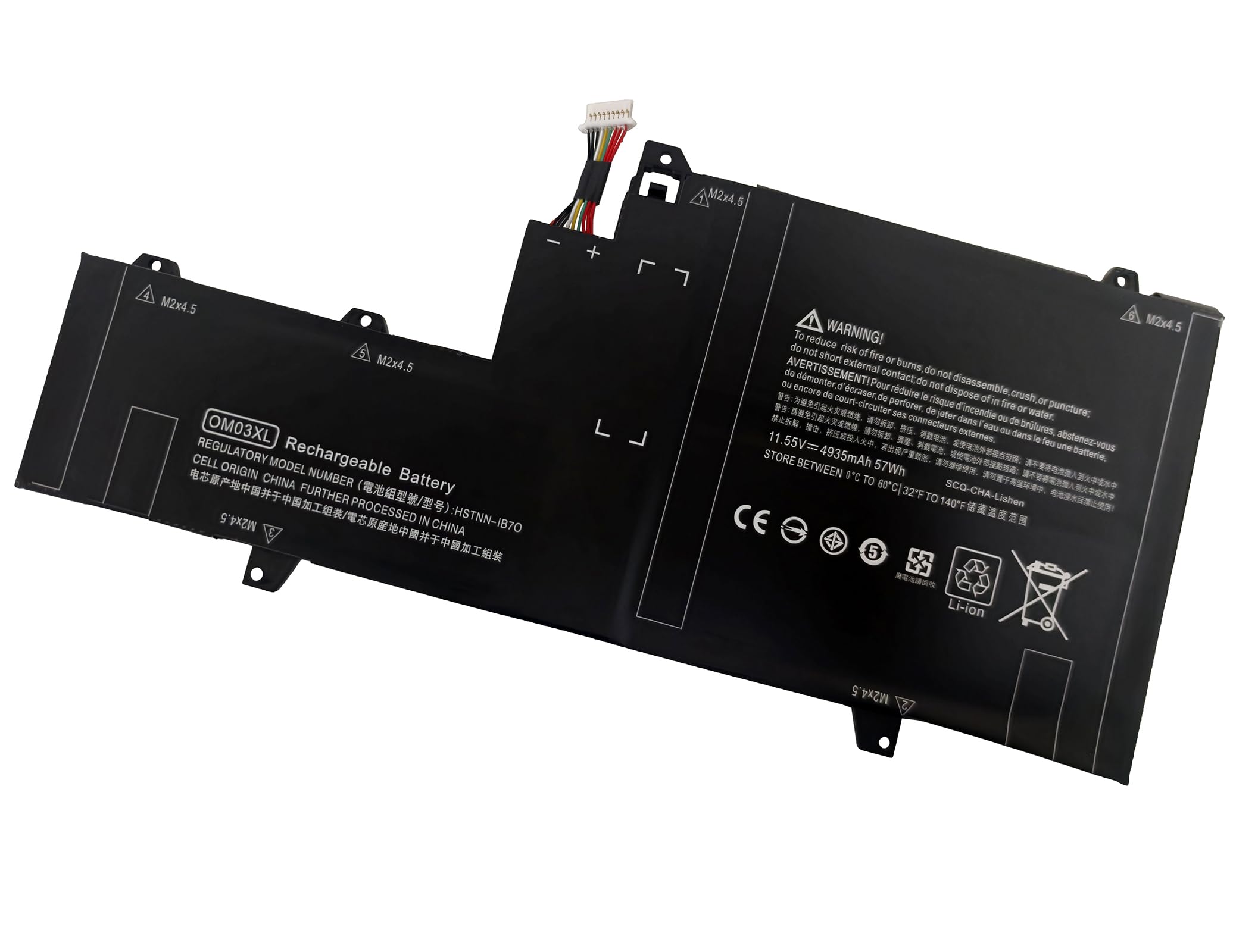 11.55V 57Wh OM03XL Batería para HP EliteBook x360 1030 G2 Serie, HP OM03XL OMO3XL OM03057XL 863167-1B1 863167-171 863280-855 HSN-I04C HSTNN-IB70 HSTNN-IB7O HSTNN-1B70