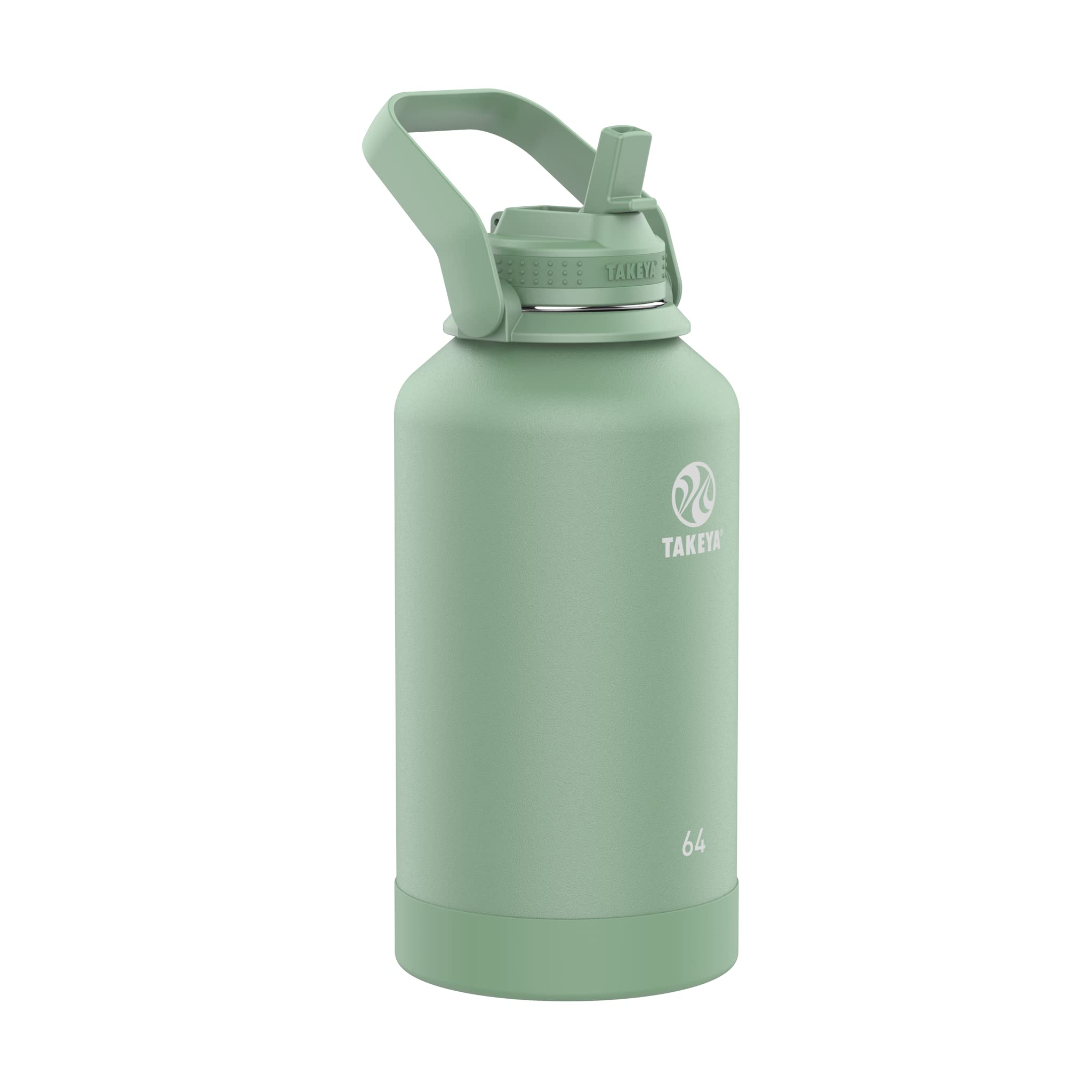 Takeya Actives - Borraccia termica in acciaio inox con coperchio con cannuccia, 1,9 l, colore: cetriolo