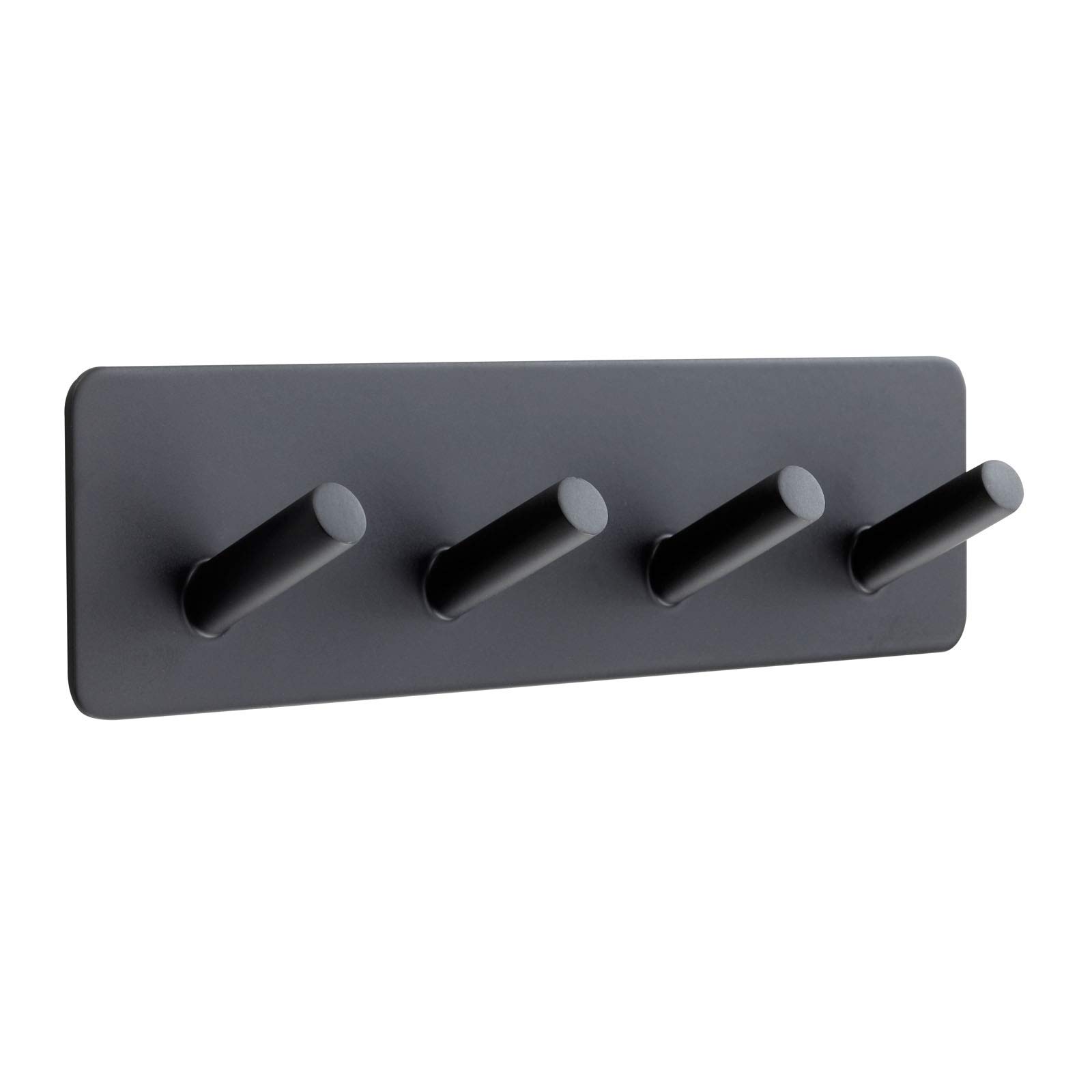 Matte Black Coat Hook and Stick on Backplate (Quadruple)