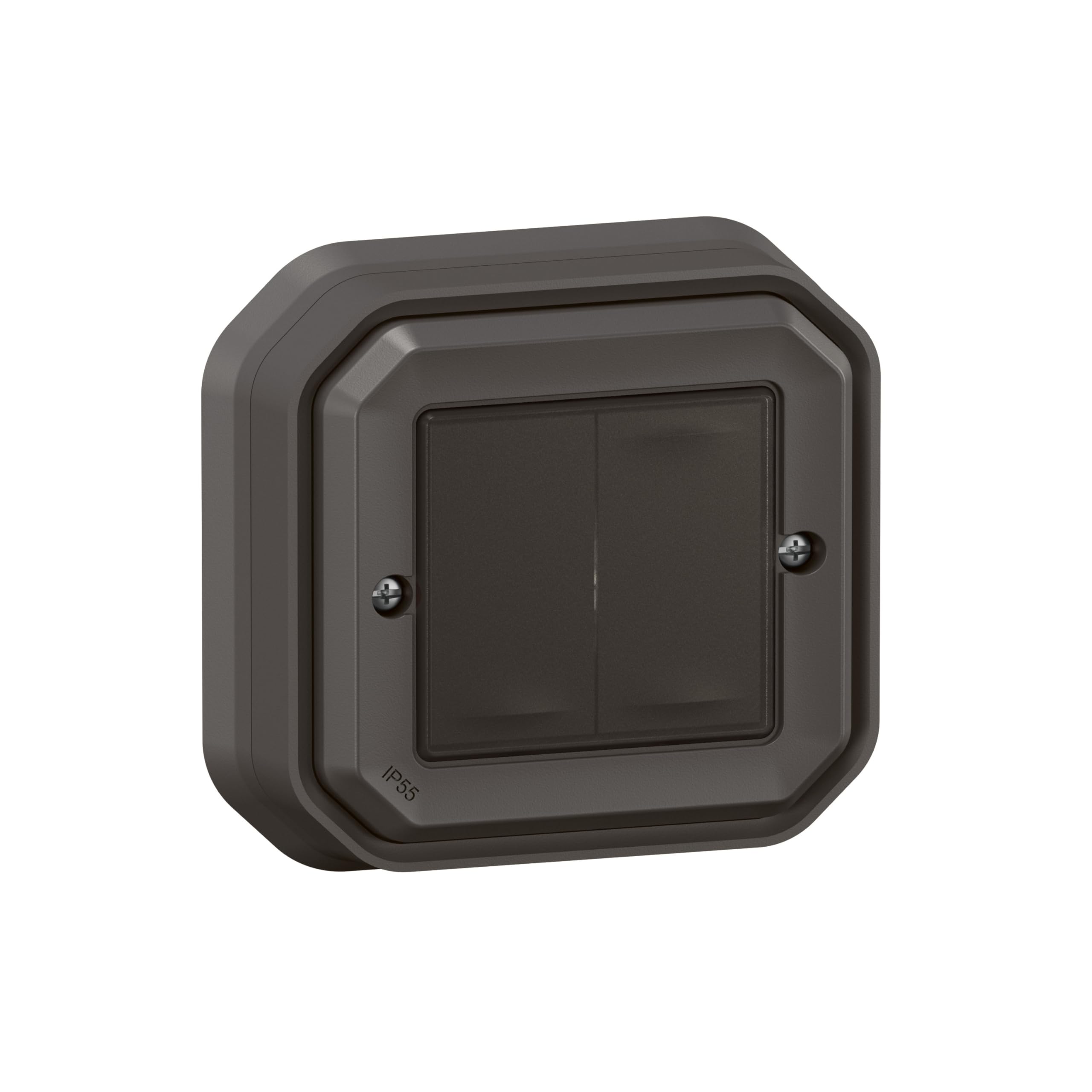 LEGRAND, Plexo New Feuchtraum-Connected-Smart-Home-Doppelschalter, Wandsender, Aufputz-Schalter, An-Aus, batteryless technology, Home+Control-App, IP55 - IK07 wasser- und stoßfest, Anthrazit, 069836L