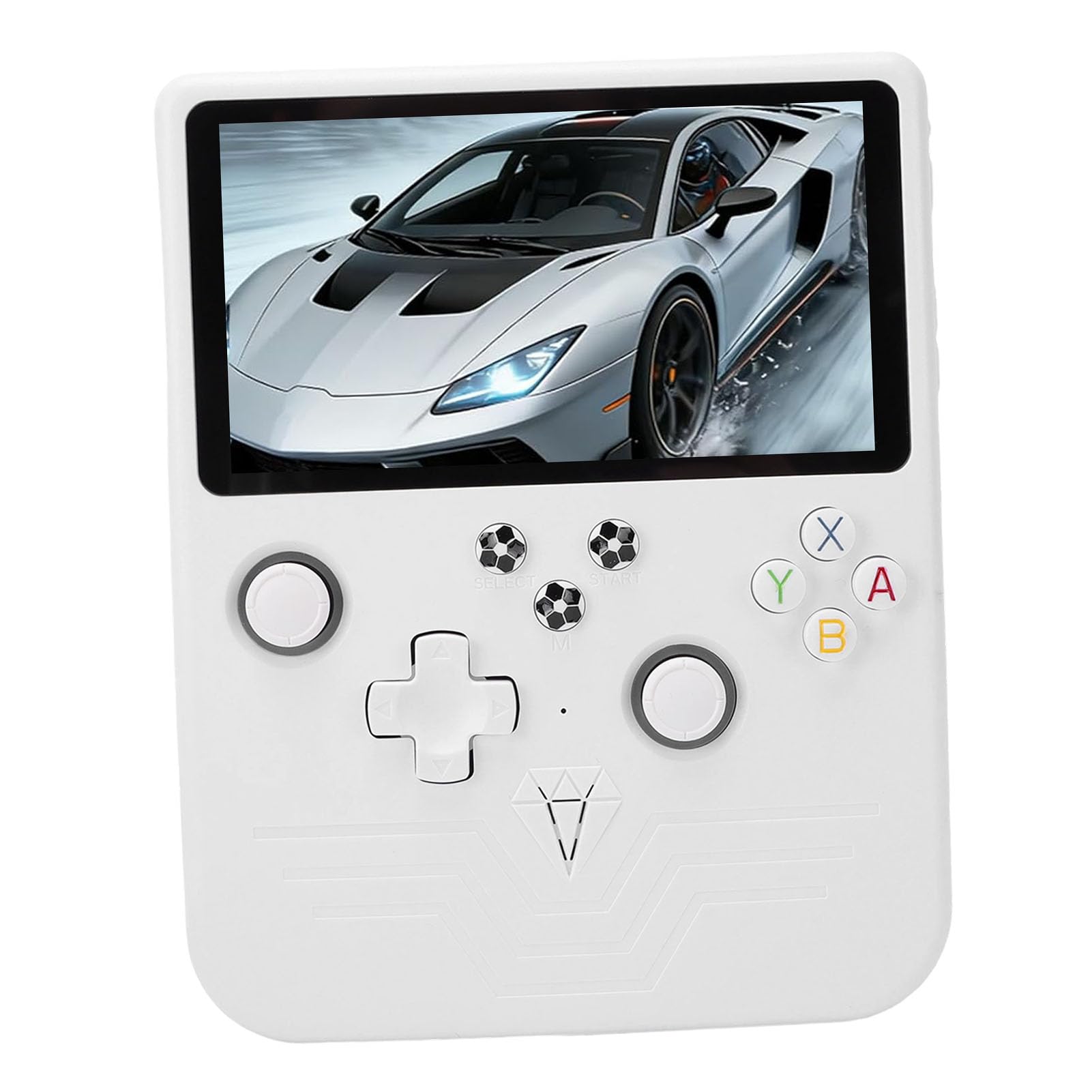 Console di Gioco Portatile, Schermo HD da 6 Pollici, Batteria da 6000 MAh, Console di Gioco retrò con Scheda di Memoria da 128 GB, Doppi Joystick RGB per Oltre 30 Emulatori, (Bianco)