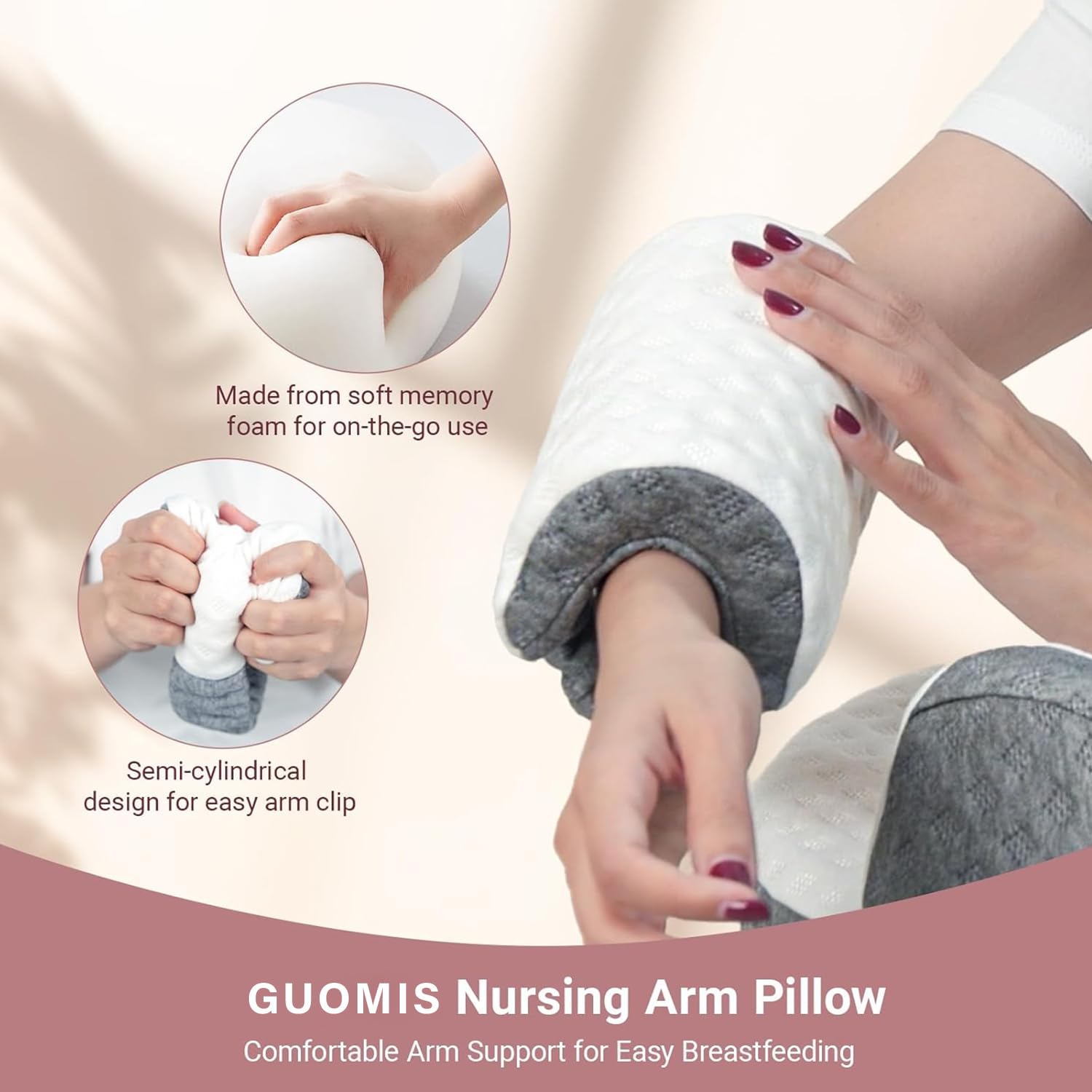 Cuscino Allattamento Neonato,Cuscino per l'allattamento in Memory Foam con rivestimento sfoderabile, progettato ergonomicamente per un comfort universale. (grigio)