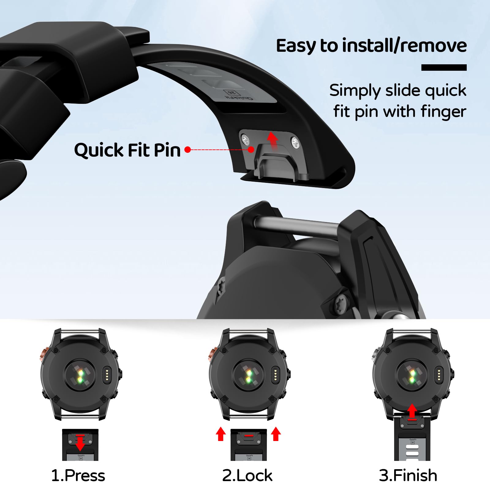 U-LIMVE Watch Strap for Garmin Fenix 8 51mm/Fenix 7X/Fenix 7X Pro/Fenix 6X/Fenix 6X Pro/Fenix 5X/Fenix 3 - Image 2