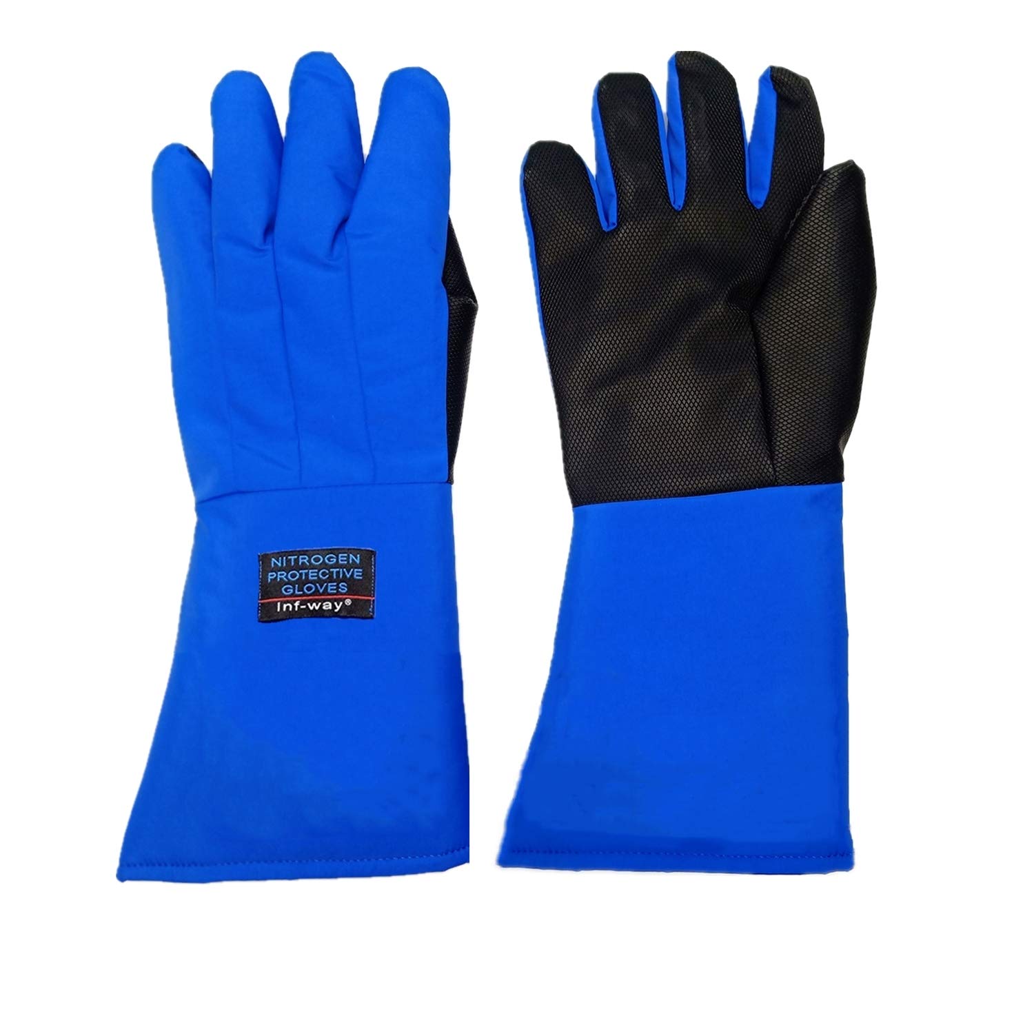 Inf-way - Guantes criogénicos largos de 4 tamaños, resistentes al agua, a baja temperatura, LN2, nitrógeno líquido, guantes de protección contra el frío (38 cm)