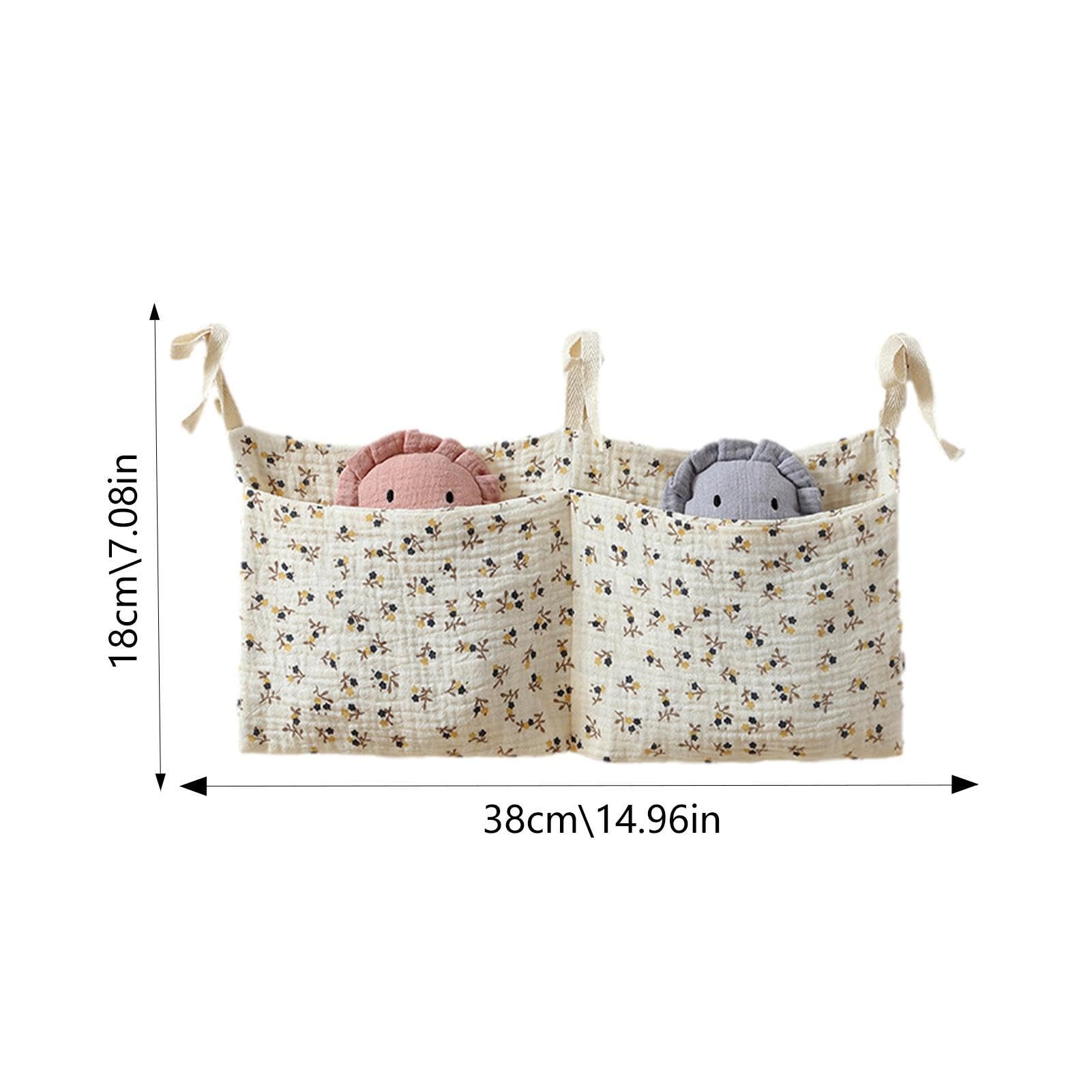 Organisateur Lit Bébé 2 Poches – Abricot – Rangement Suspendu Réglable Pour Couches & Jouets