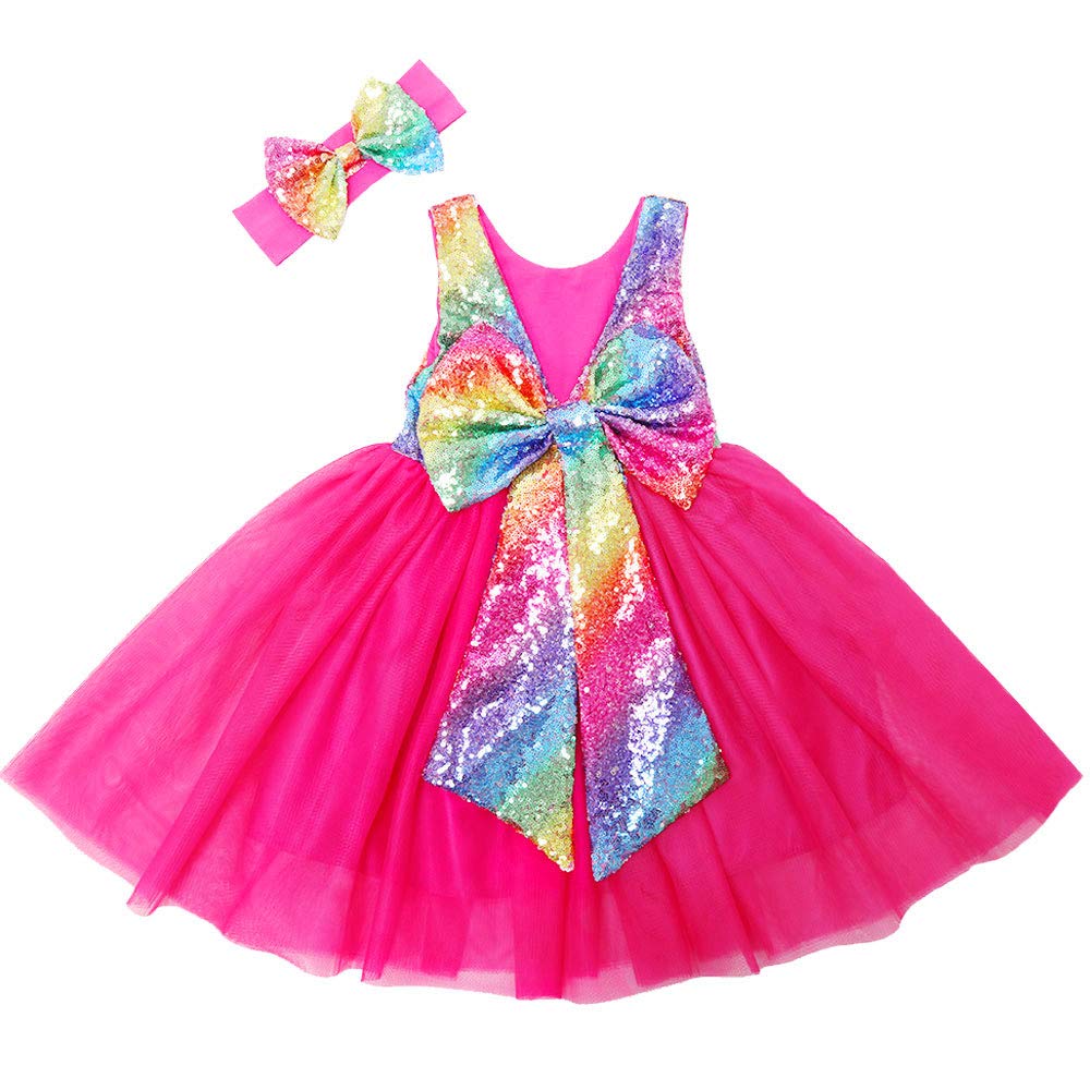 Cilucu Flower Girl Dress Baby Toddlers Sequin Dress Tutu Kids Party Dress Bridesmaid Wedding Gown