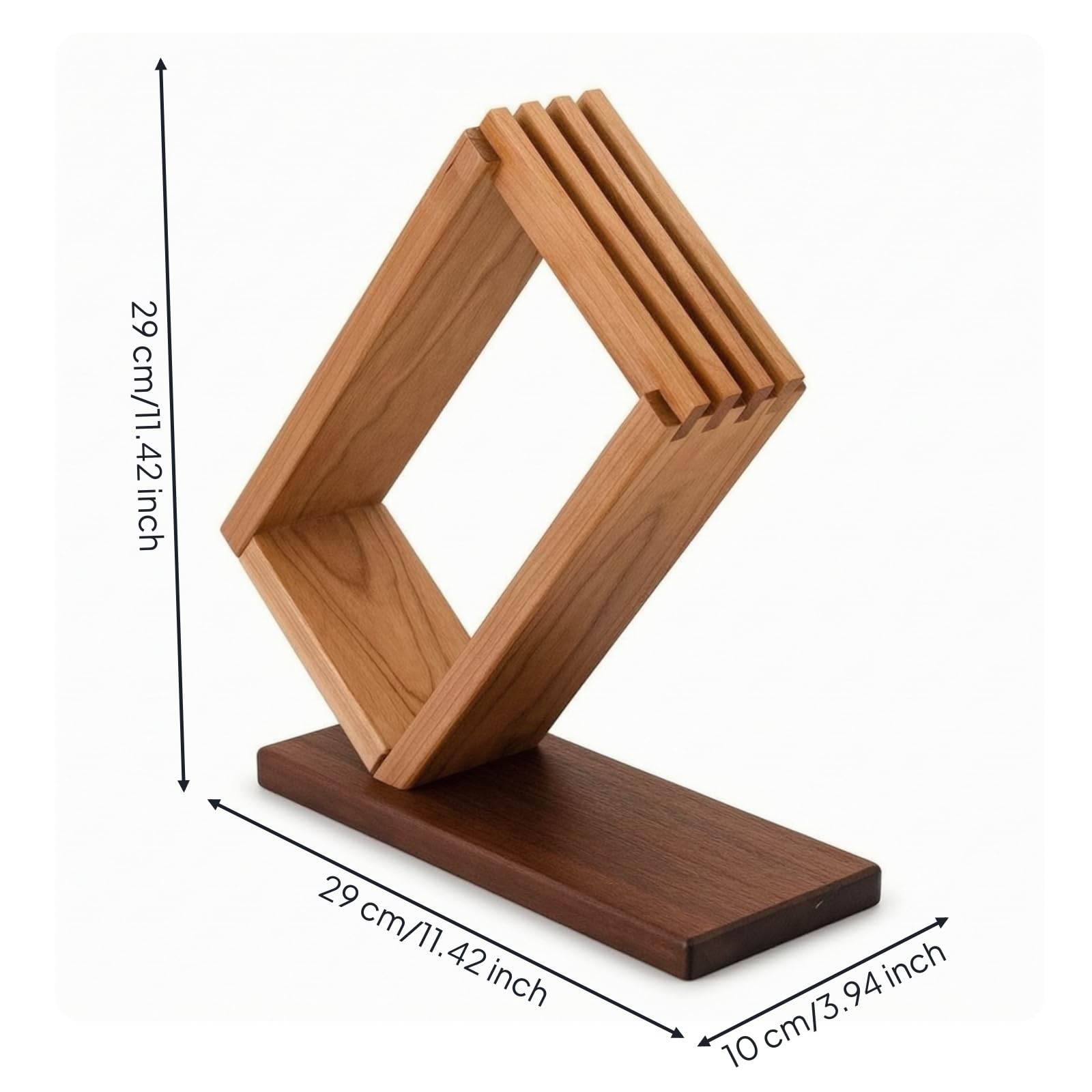 Organizador Cuchillos Estable Portacuchillos Multifuncional Soporte para Cocina, Encimera, 29cm X 29cm X 10cm, Soporte Inclinado De 3 Ranuras De Madera Maciza