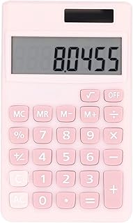 Calculadoras de bateria solar de 8 dígitos, calculadora de bolso portátil com potência dupla, visor LCD grande, calculadoras de escritório em ABS Botão grande e sensível(Rosa)