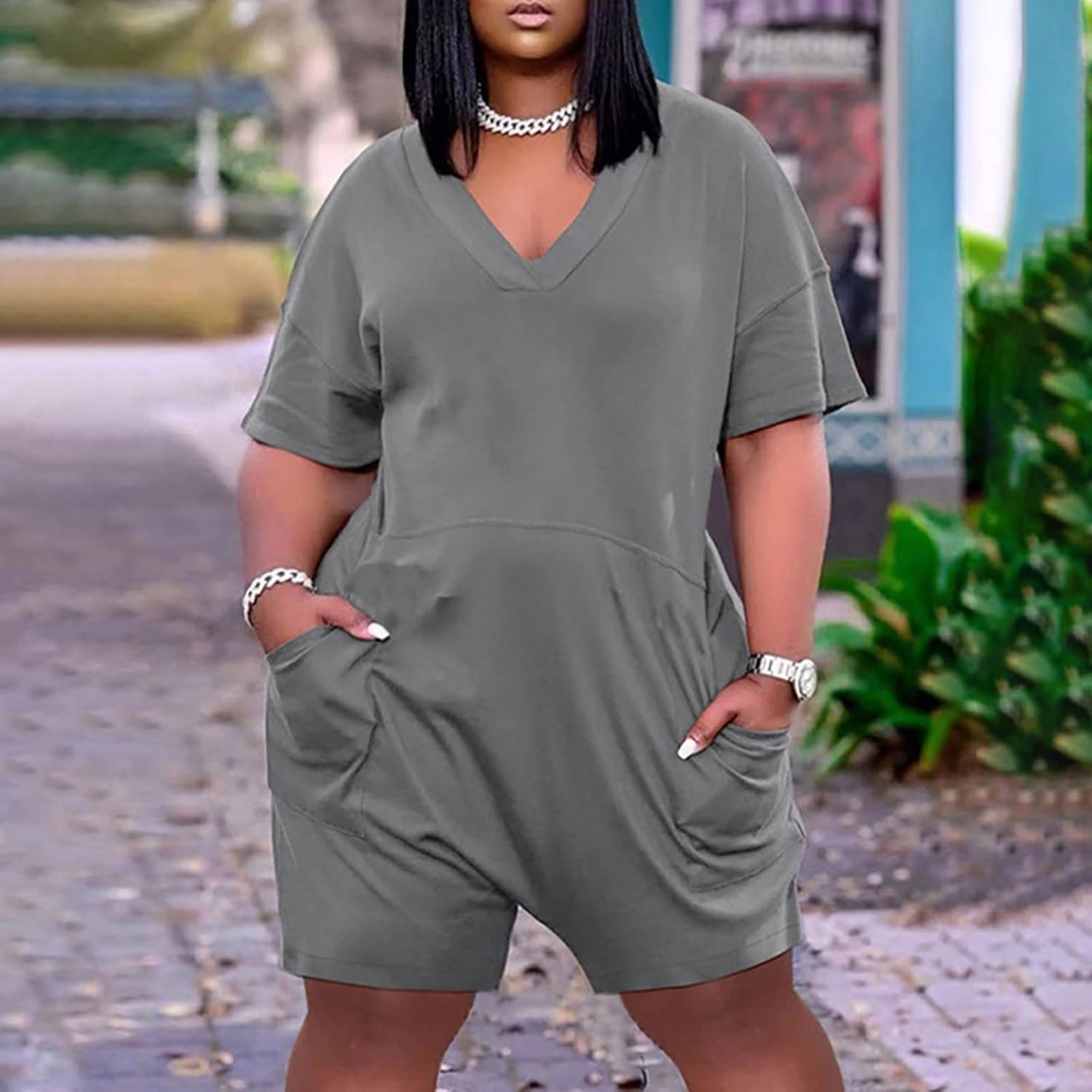 Oversized Rompers for Women Summer 2026 Casual Dressy One Piece Shorts Tshirt Pants Plus Size Jumpsuit Travel Outfit