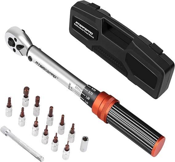 ATsafepro Bicycle Torque Wrench Set 525 Nm, 1/4 Inch Drive Click