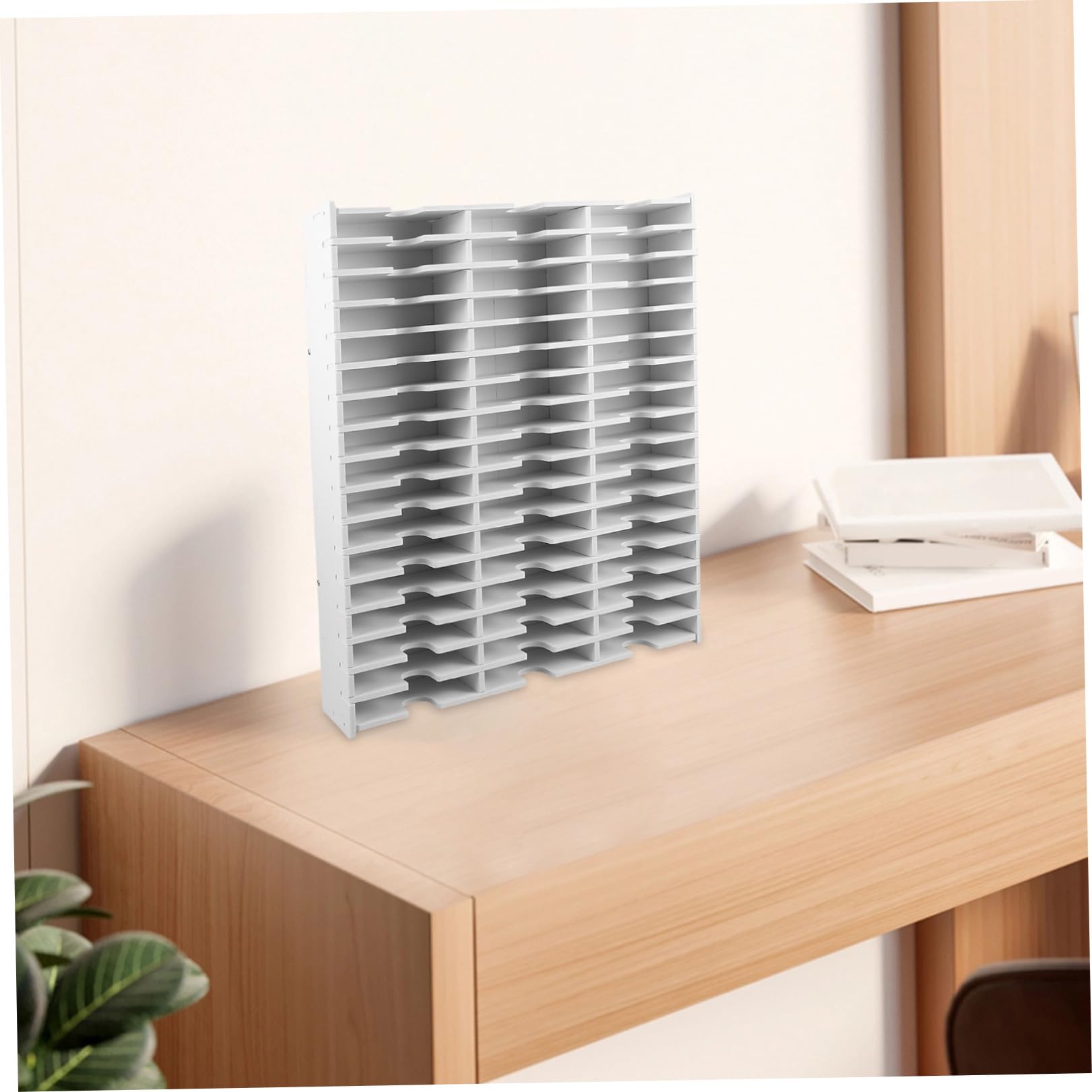 POPETPOP Caja Organizadora de Almohadillas de Tinta y Soporte para Casetes de Pvc Blanco 51 Ranuras para Almacenamiento y Transporte Fácil en Escritorio