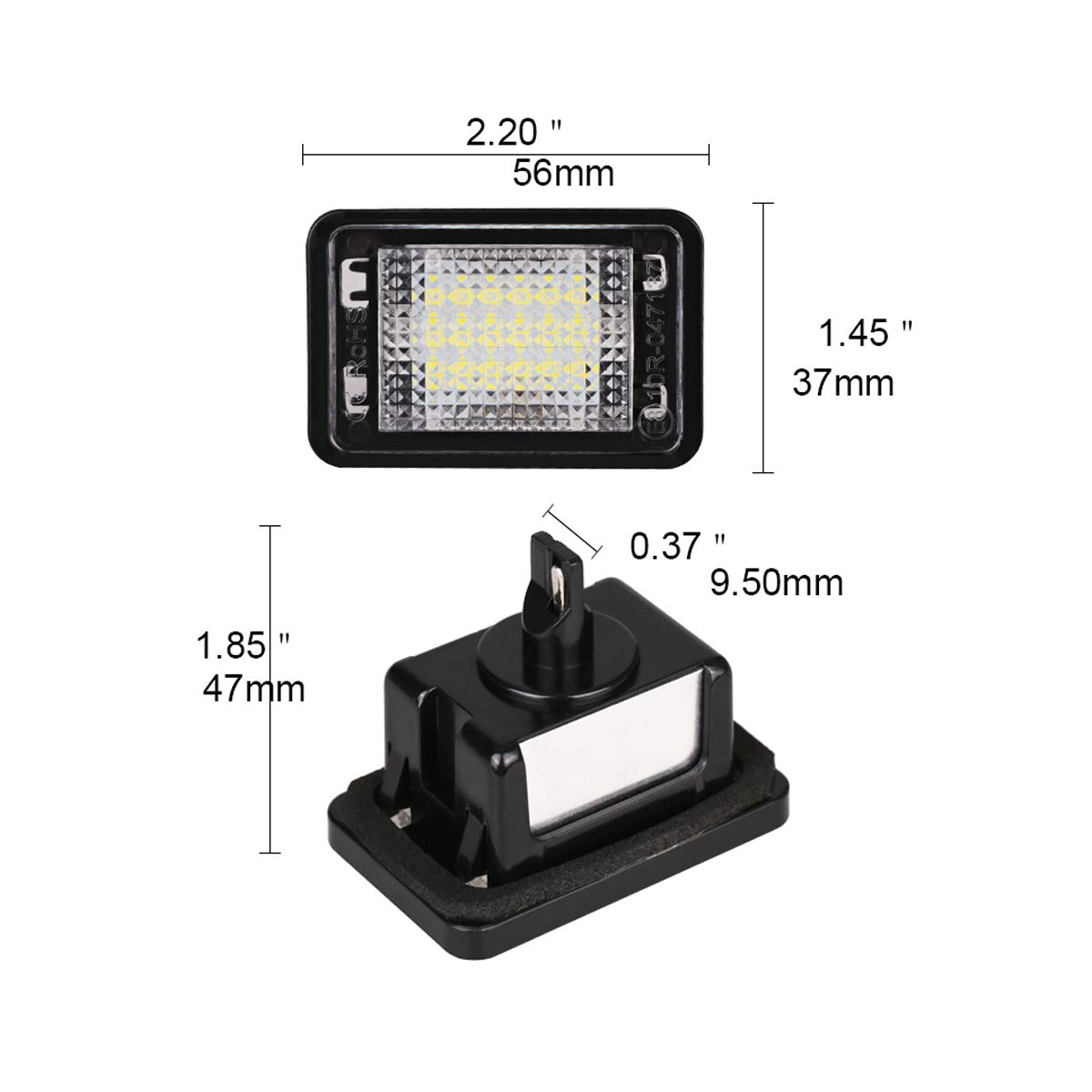 2 Lampes LED Plaque D'Immatriculation Canbus Sans Erreur Pour Mercedes GLK X204 2007-2017 - Lumière Blanche 6000K 18 SMD Ultra Brillante