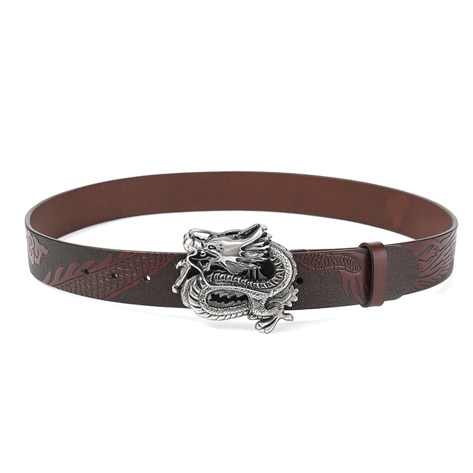 Cintura Western Uomo Donna, Cowboy E Cowgirl, Drago Scolpito Vera Pelle, Fibbie, Larghezza 3,5 Cm