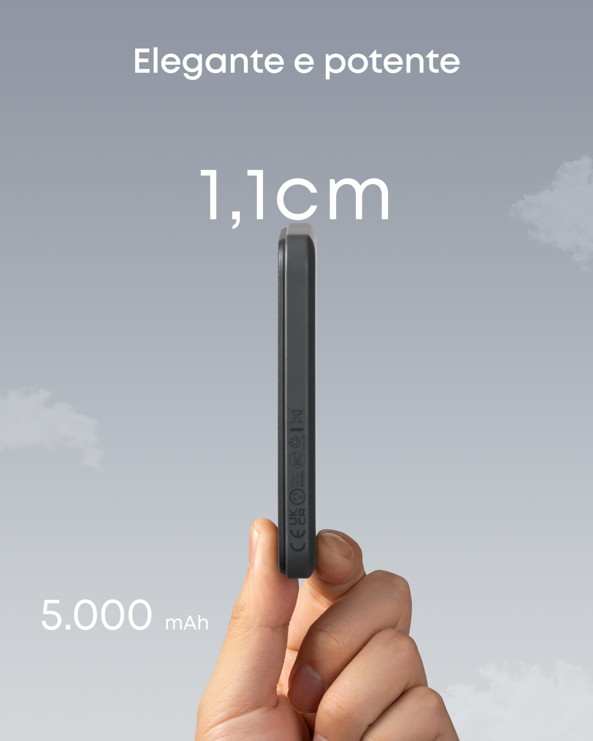 Anker 621 Magnetic Power Bank Magsafe(MagGo), Magnetico da 5000 mAh con Cavo USB-C, Compatibile Solo con iPhone 17 Pro Max/Serie 16-12(Nero)