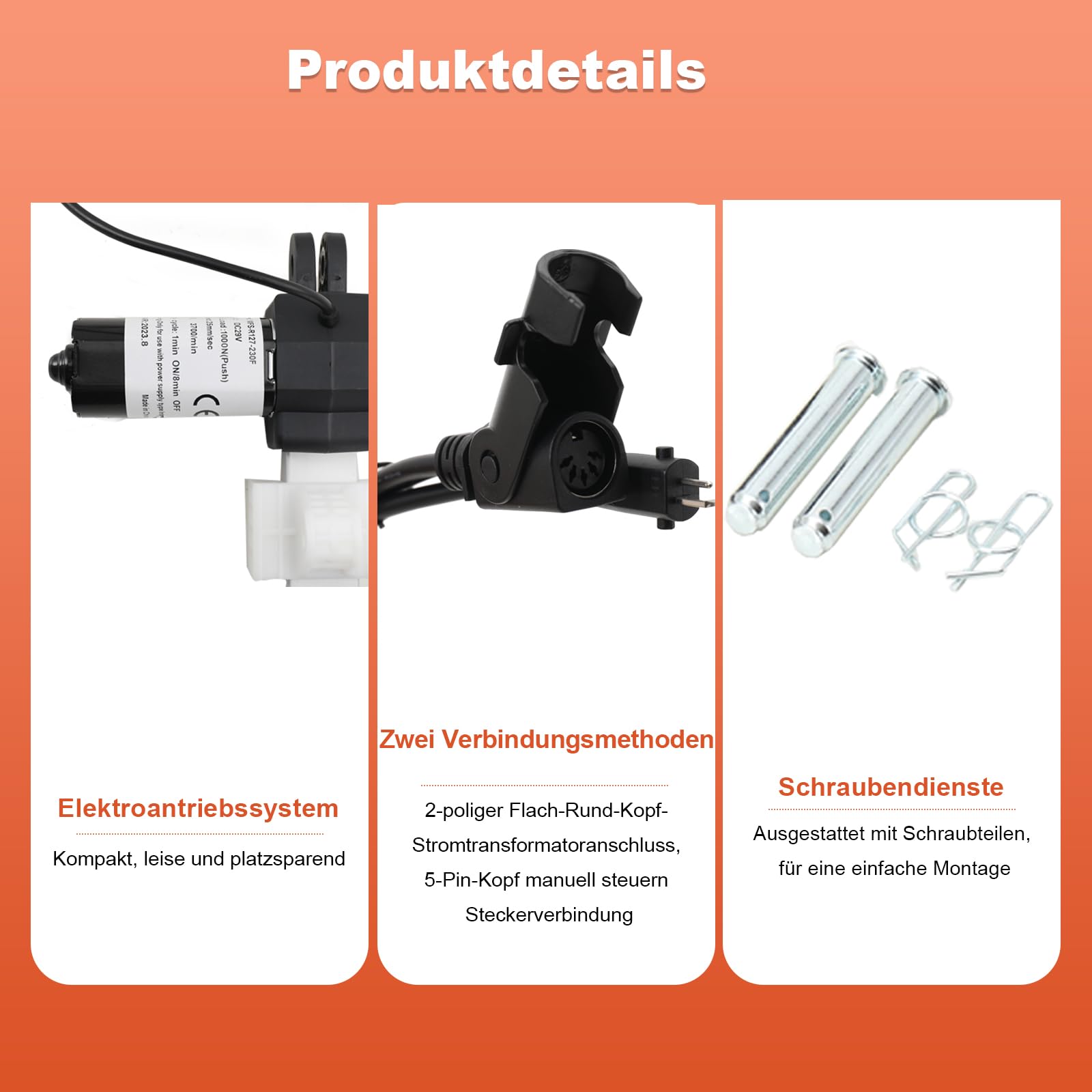 Linearantrieb 29V DC Linearmotor Linear Actuator 230mm Hub Elektromotor, 1000N Linear Actuator Linearantrieb Elektrischer Linearmotor Hubmotor für Elektro-Stühle Power Recliner Motorantrieb
