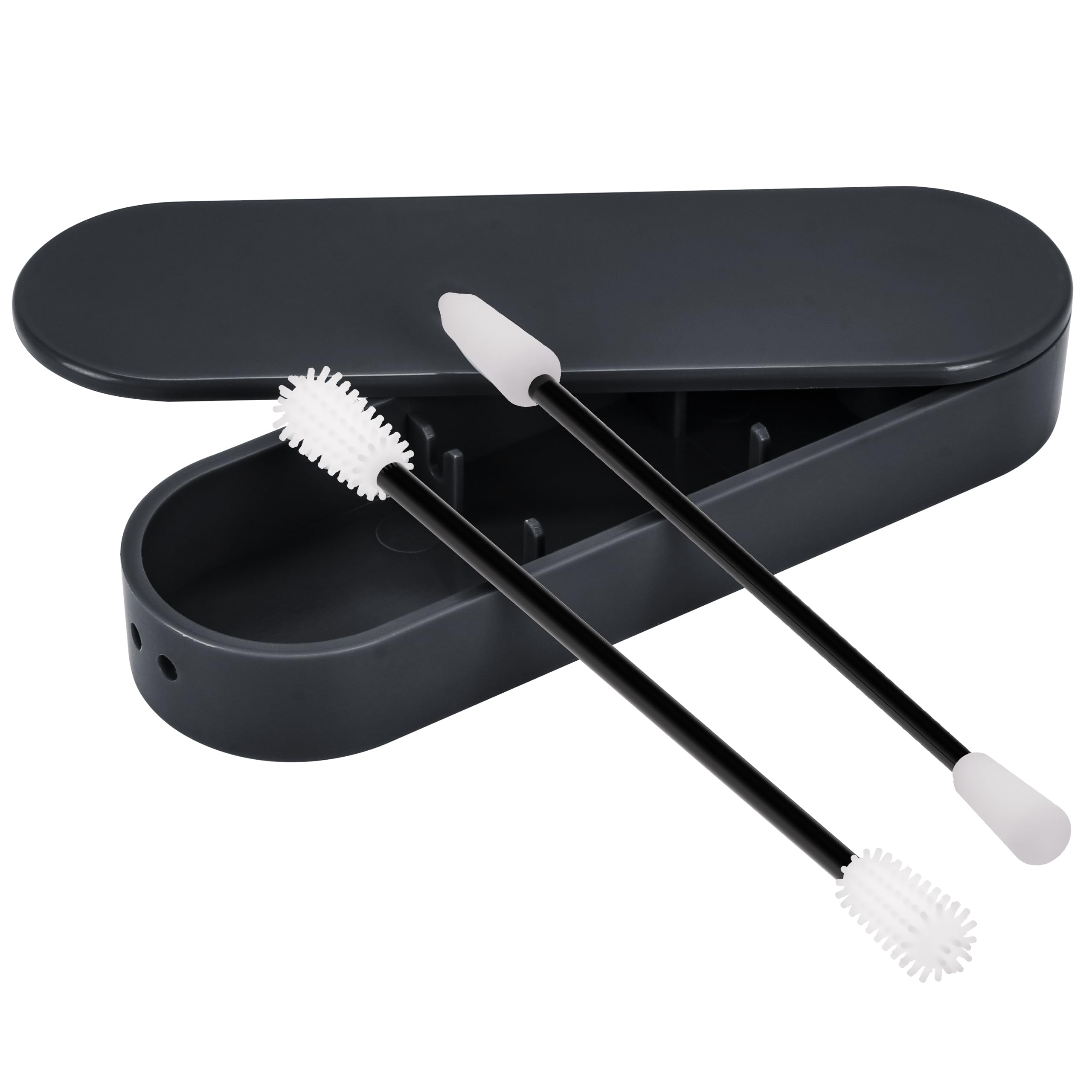 Lot de 2 cotons-tiges réutilisables en silicone des deux côtés respectueux de l'environnement en coton avec boîte de rangement