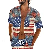 yaodamai camicia uomo con stampa bandiera usa, stile vintage, estiva