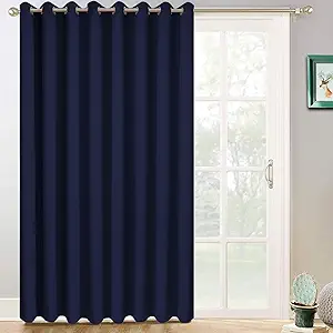 Yakamok Room Darkening Extra Wide Blackout Curtains for Living Room, Sliding Glass Door Home Blackout Curtains for Villa/Hall(Navy Blue, 100 inches x 84 inches)