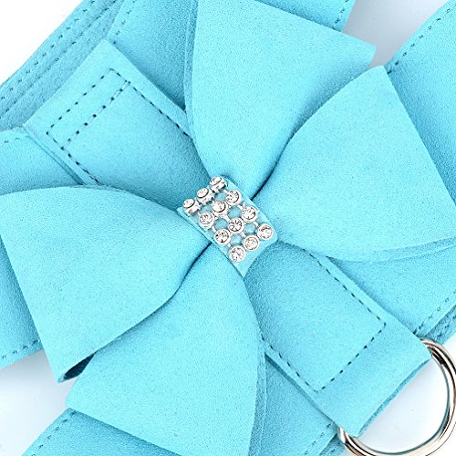 SELMAI Bling Rhinestone Dog Harness Bow Girls Soft Suede Leather for Small Pet Puppy Doggie Cat Girls Vest Collar Leash… - Image 8