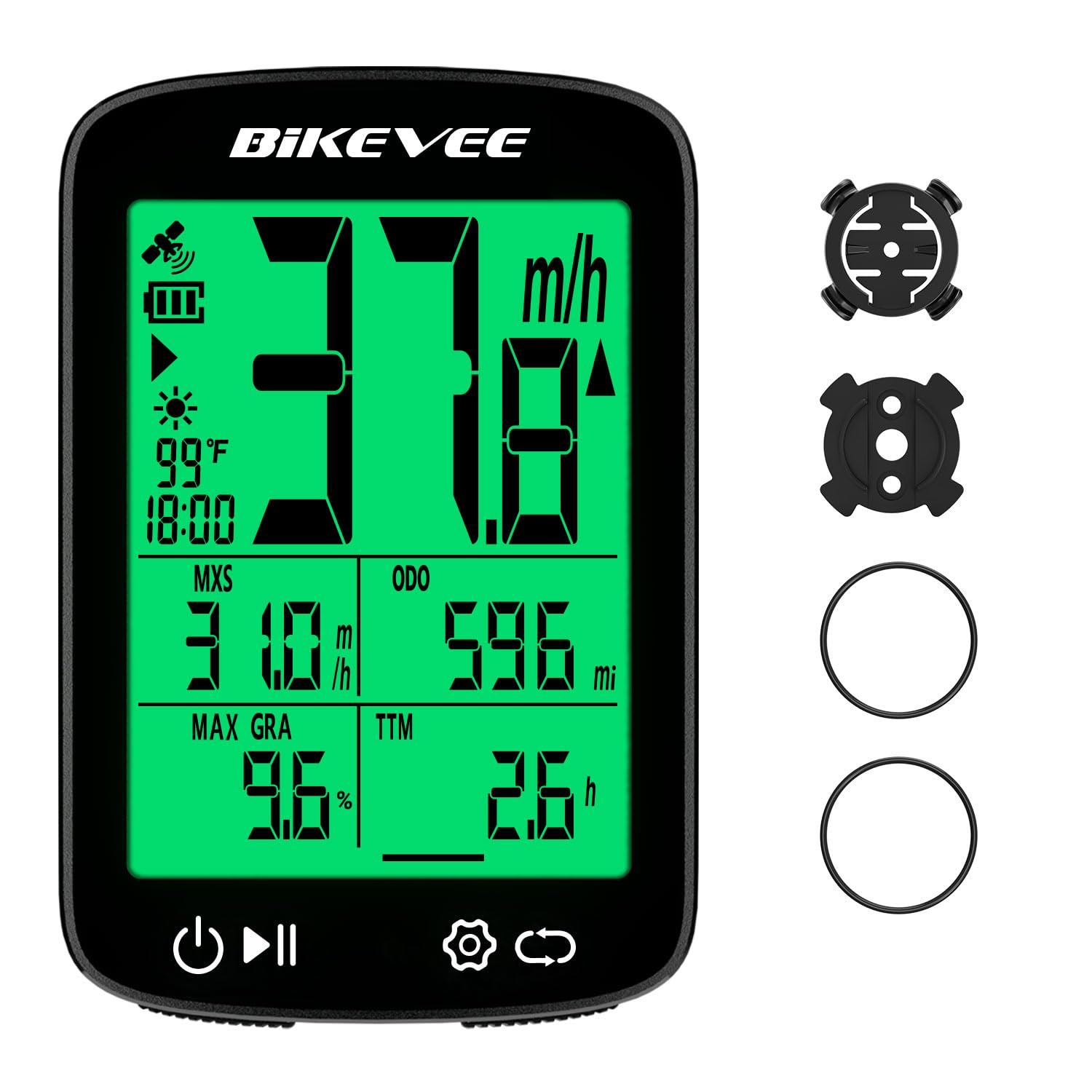 Compteur de vélo GPS sans fil compteur de vitesse IPX7 étanche avec température hauteur inclinaison écran 2,4" démarrage automatique arrêt KMH MPH