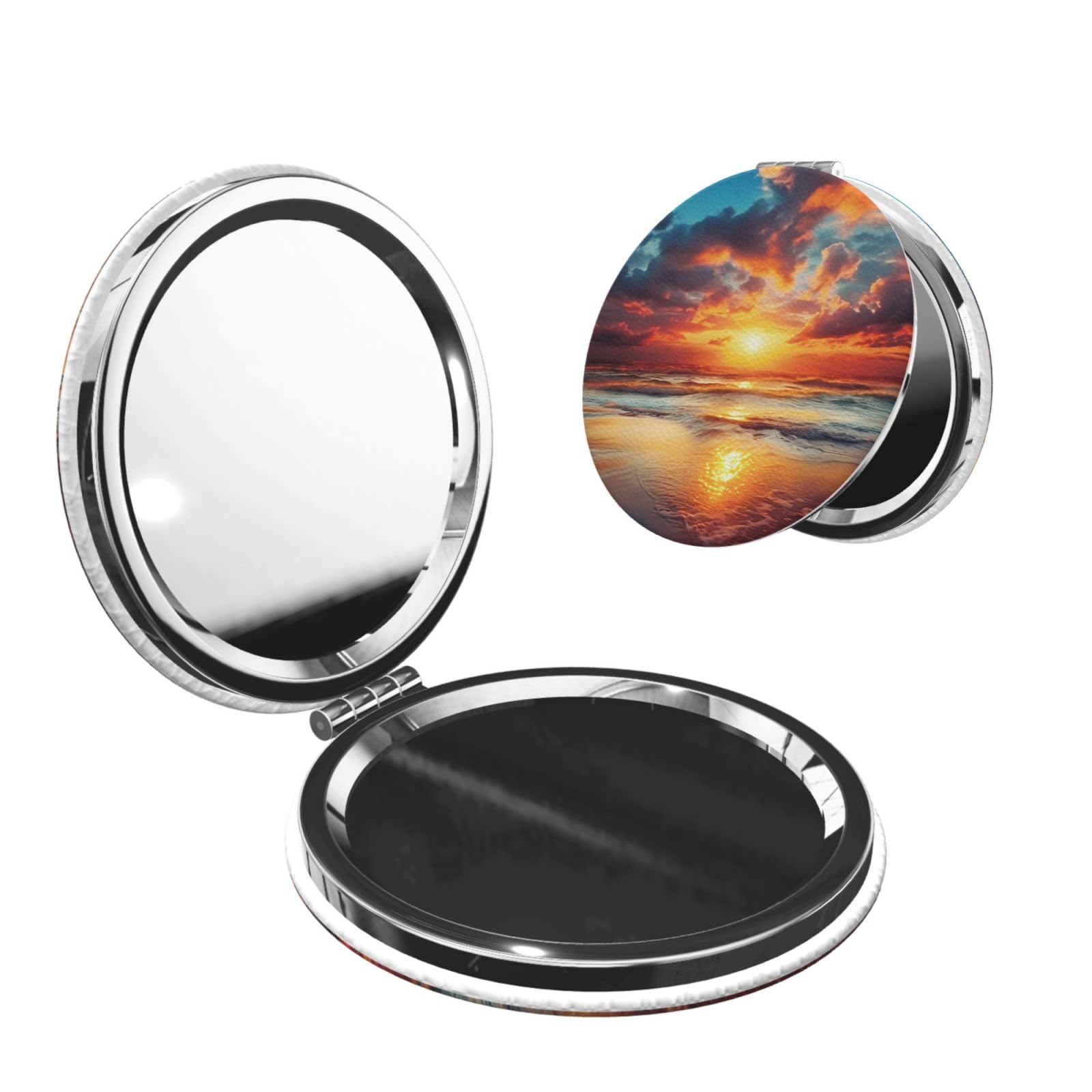 DWVTSLH Cloudy Sunset Sky Compact Mirror for Purse, Double-Sided 2X/1X Magnifying Mirror for Women Men, Travel Makeup Mirror for Handbag, Handheld Vanity Mirror for Gift
