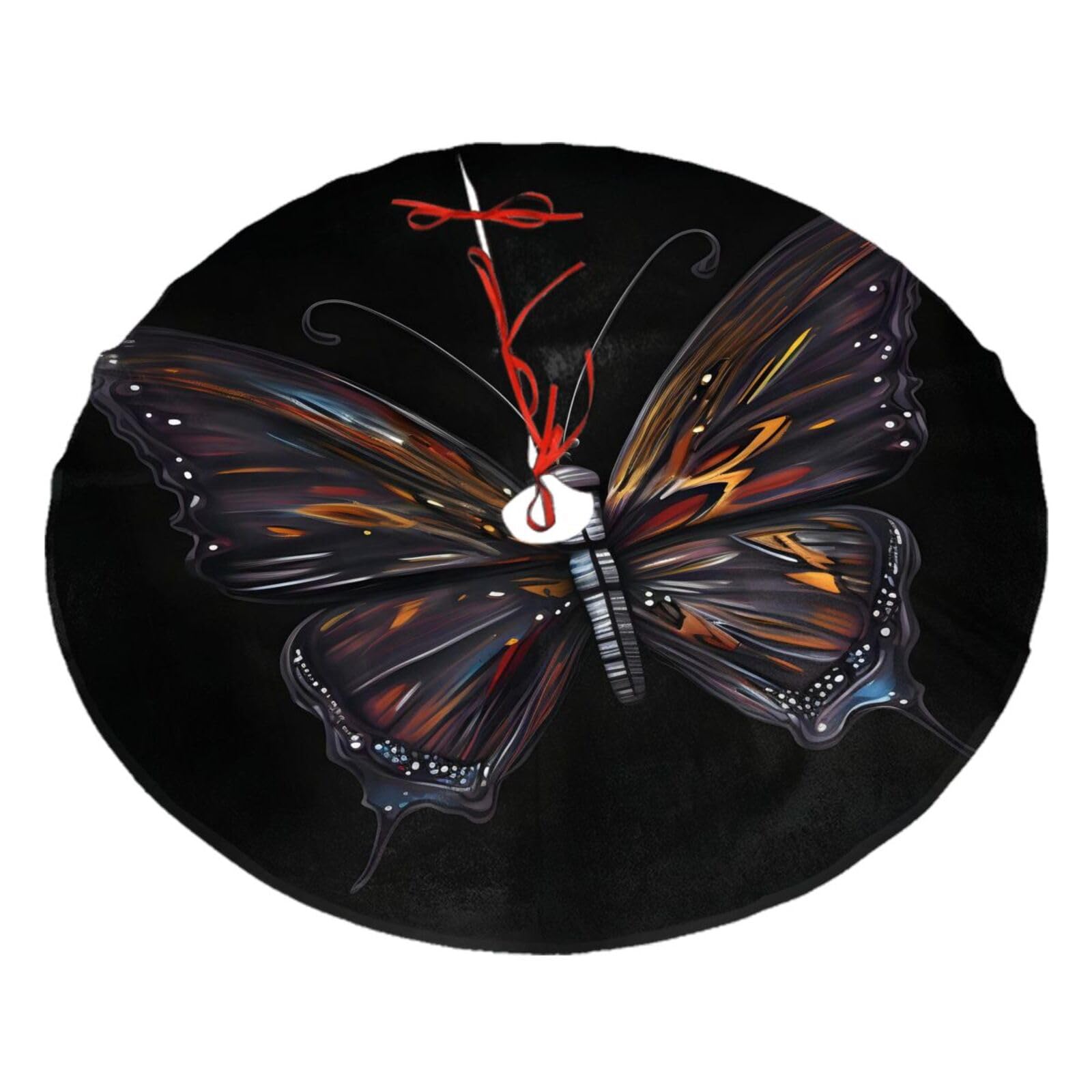 Mystery Butterfly Printed Christmas Tree Skirt Christmas Plush Tree Skirt 48 inches (About 112.2 cm) Christmas