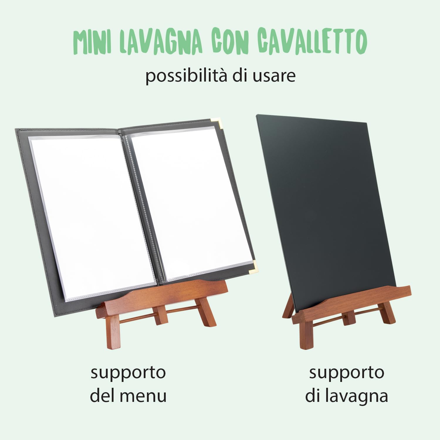 SECURIT - Lavagna con Cavalletto Treppiede Junior - Per Pennarelli a Gesso Liquido - Per Caffè, Ristoranti, Bar, Negozi - Inserto Rimovibile - Formato A4 - Base in Legno Laccato - 35,5x21,8x18cm