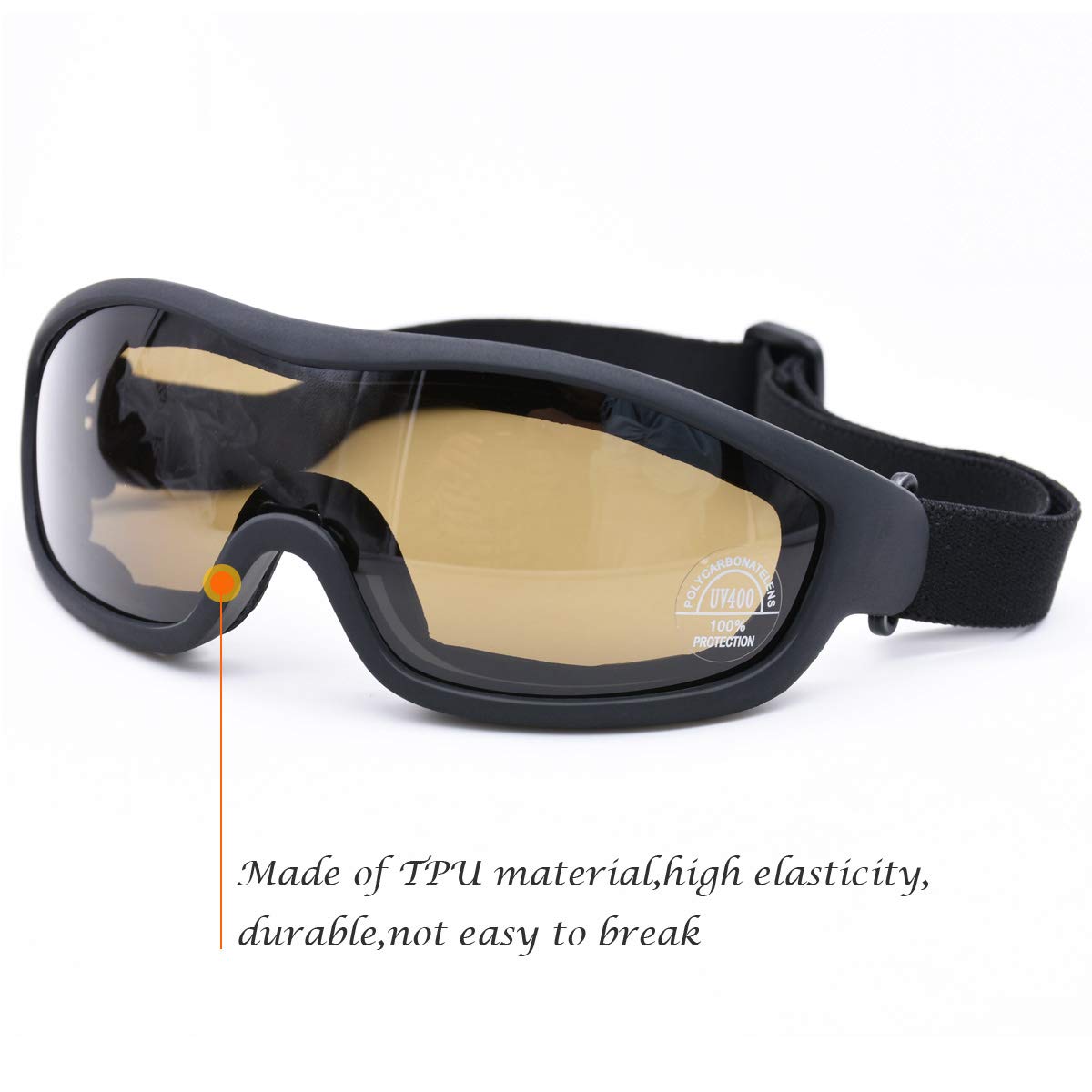 Occhiali protettivi UV per esterni, protezione da moto, antipolvere, occhiali da combattimento, occhiali militari, occhiali tattici per esterni, per prevenire particelle e nebbia (tè)