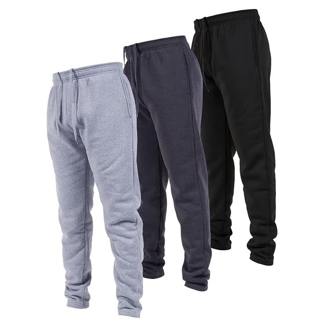Ultra Performance 3 Pack Mens Open Bottom Sweatpants with Pockets Casual Sweatpants for Men